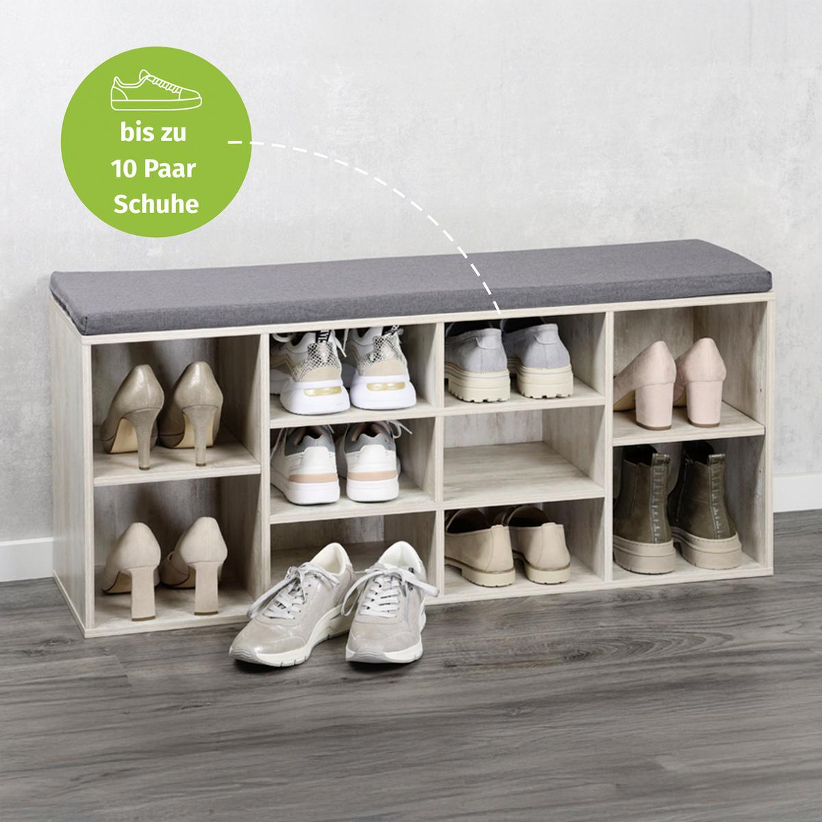 Schuhschrank Weiß 10 Fächer B: 103,5 cm - Grauweiß, MODERN, Holzwerkstoff (103,5/48/29,5cm) - Kesper