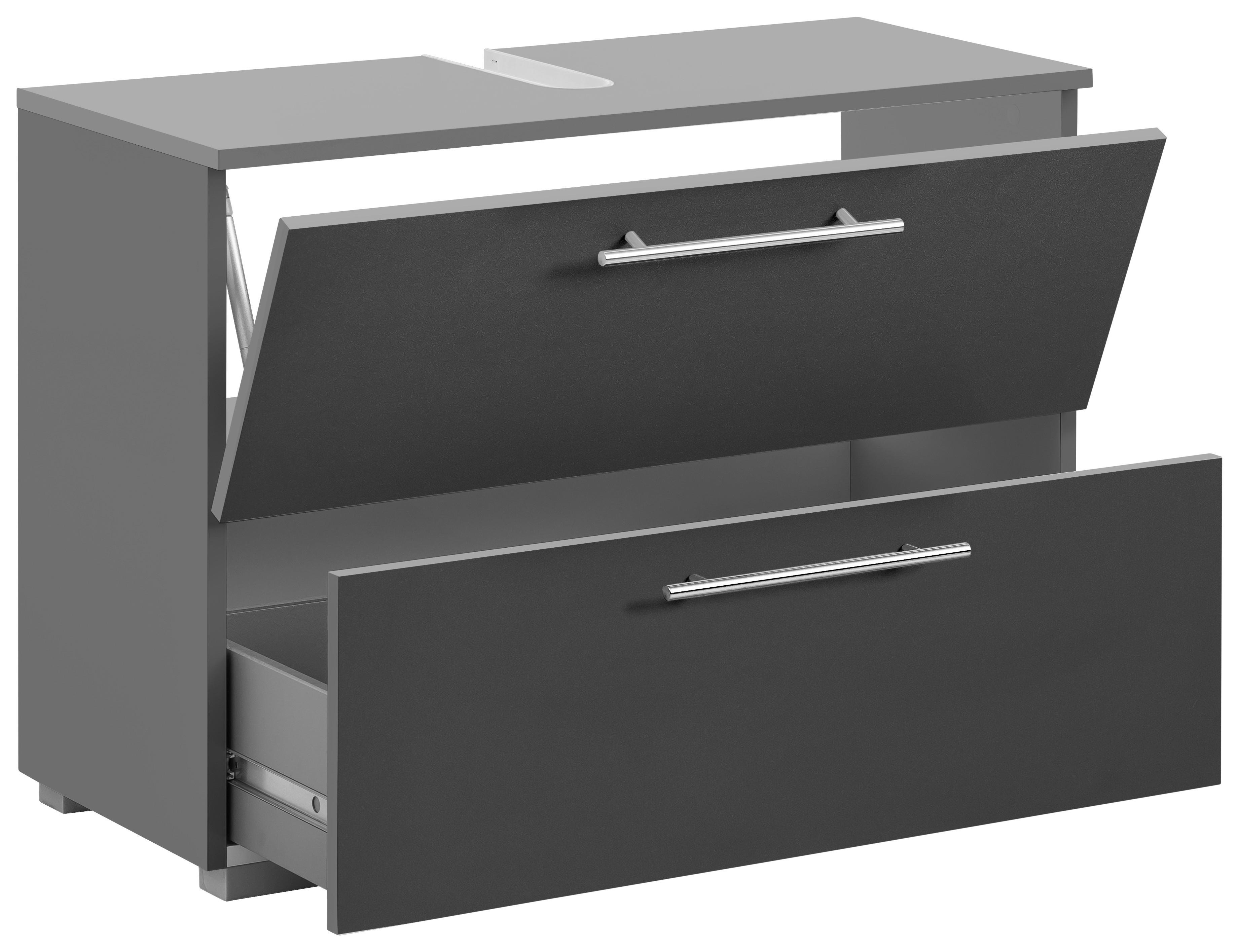 Waschbeckenunterschrank Carlos B: 80,2 cm Anthrazit - Anthrazit/Silberfarben, KONVENTIONELL, Holzwerkstoff (80,2/59,1/35cm) - MID.YOU