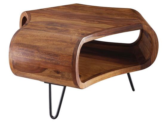 Couchtisch Holz mit Ablagefach Sheesham Massiv - Sheeshamfarben/Schwarz, Design, Holz/Metall (55/55/38cm) - Livetastic Couchtisch Holz mit Ablagefach Sheesham Massiv - Sheeshamfarben/Schwarz, Design, Holz/Metall (55/55/38cm) - Livetastic