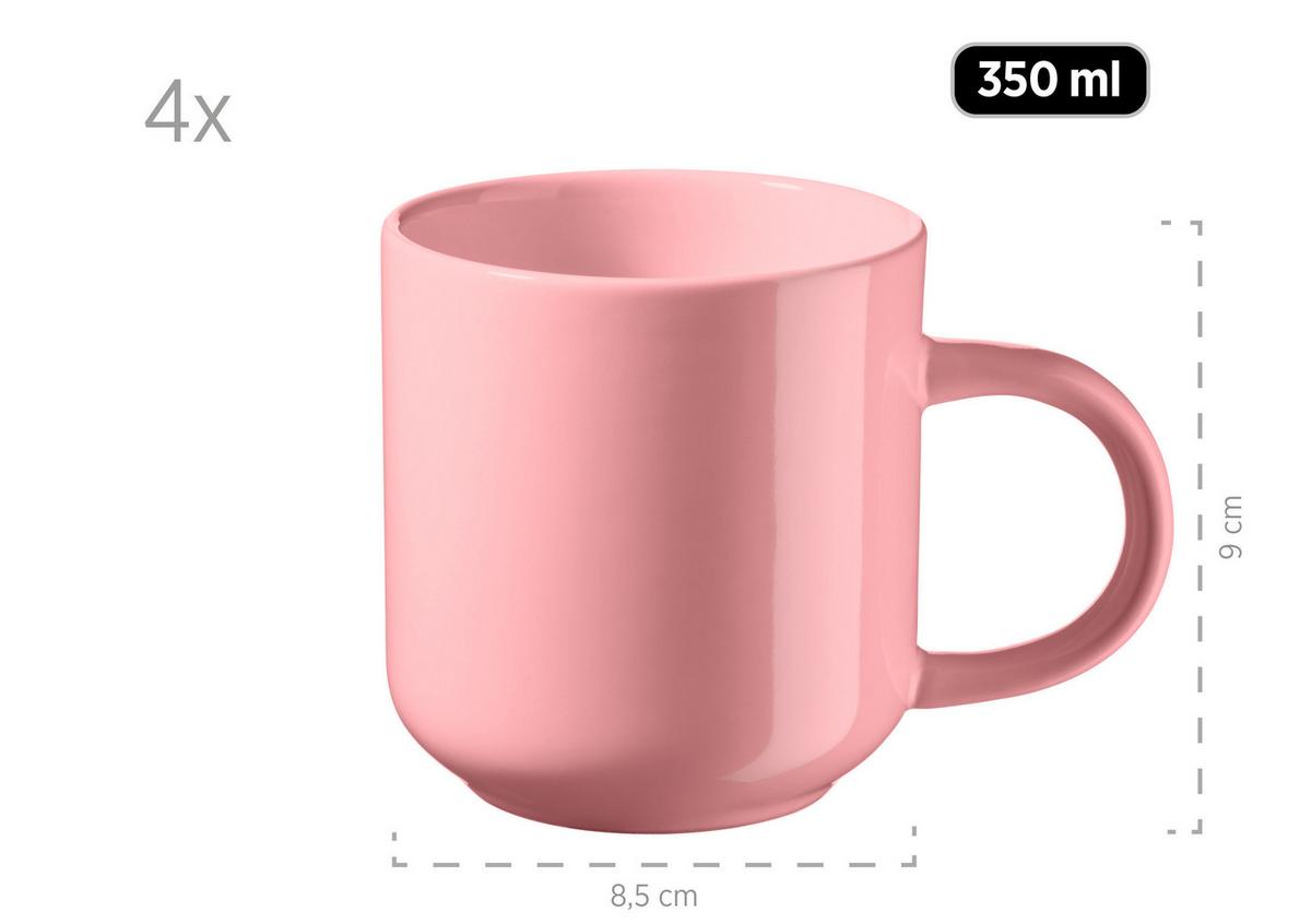 Kombiservice Alenia Steinzeug 4 Personen Geschirr Set - Rosa, Basics, Keramik - Mäser