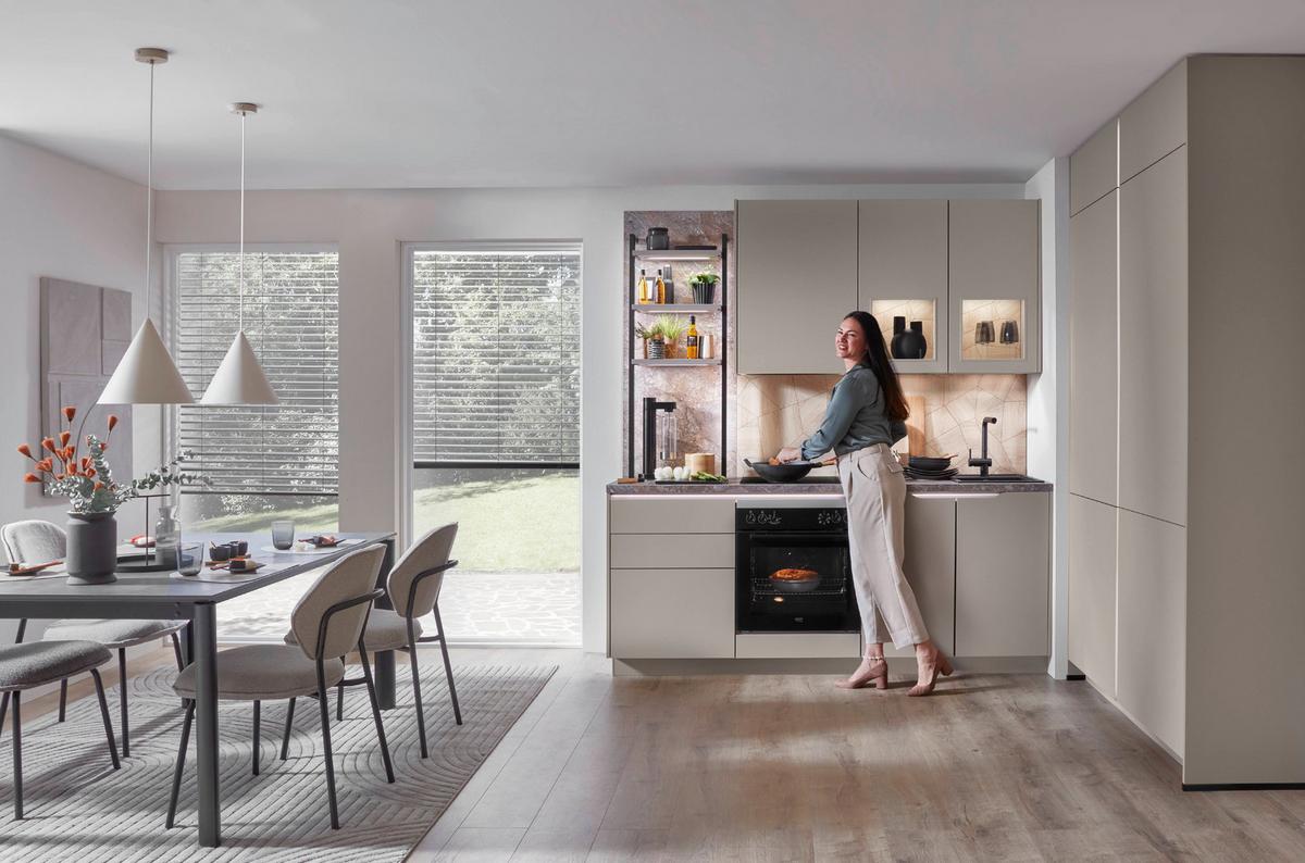 Eckküche Sidney - Hellbraun/Dunkelbraun, MODERN, Holzwerkstoff (273,2/218,1cm) - Vertico