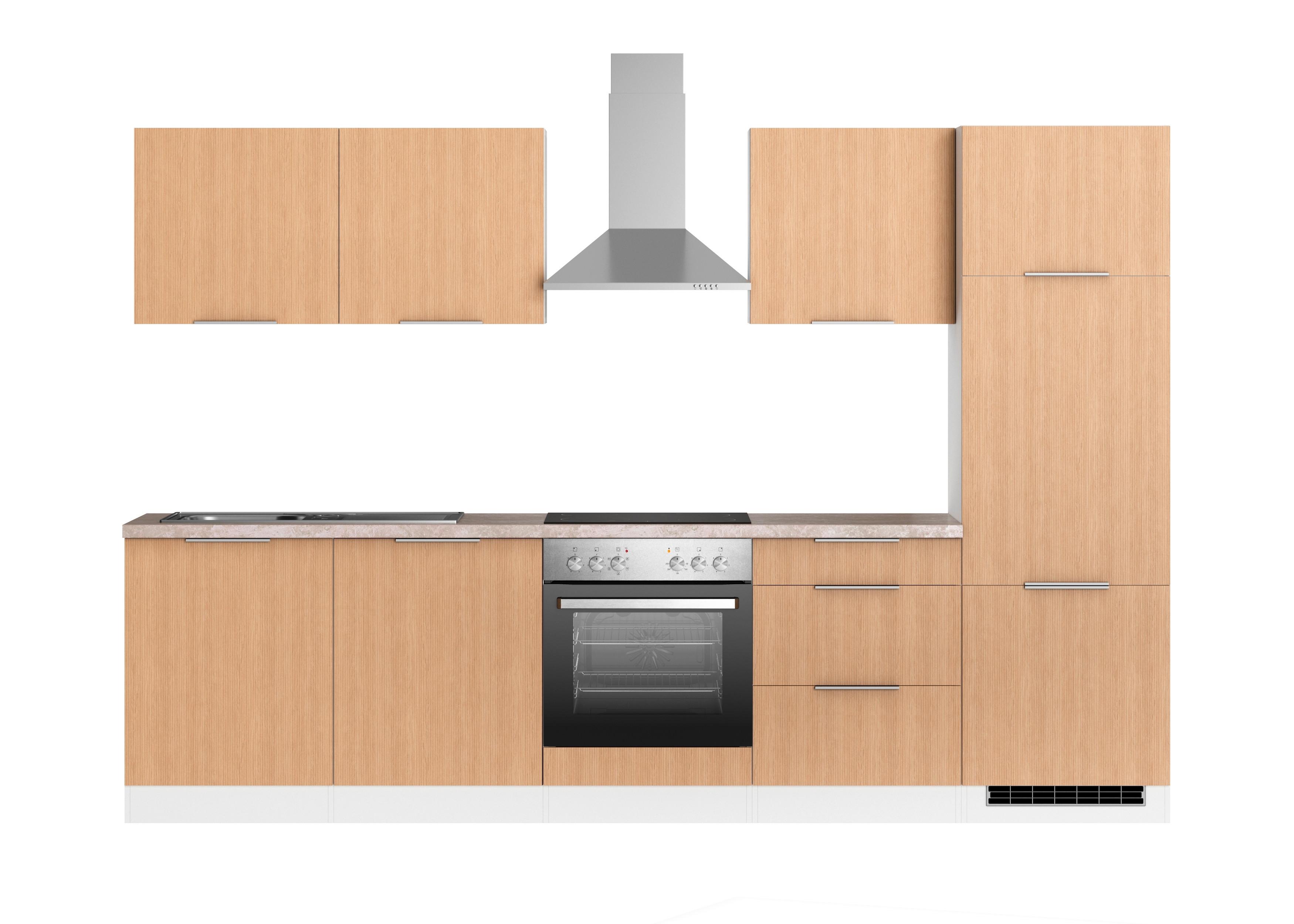 Küchenblock Glasgow Weiß/eichefarben B: 300 Cm - Eichefarben/Beige, LIFESTYLE, Holzwerkstoff (300cm) - Held