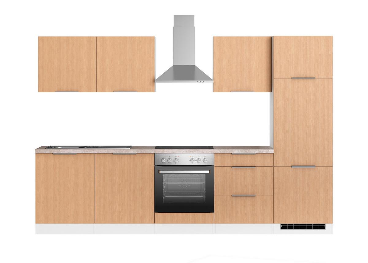 Küchenblock Glasgow Weiß/eichefarben B: 300 Cm - Eichefarben/Beige, LIFESTYLE, Holzwerkstoff (300cm) - Held