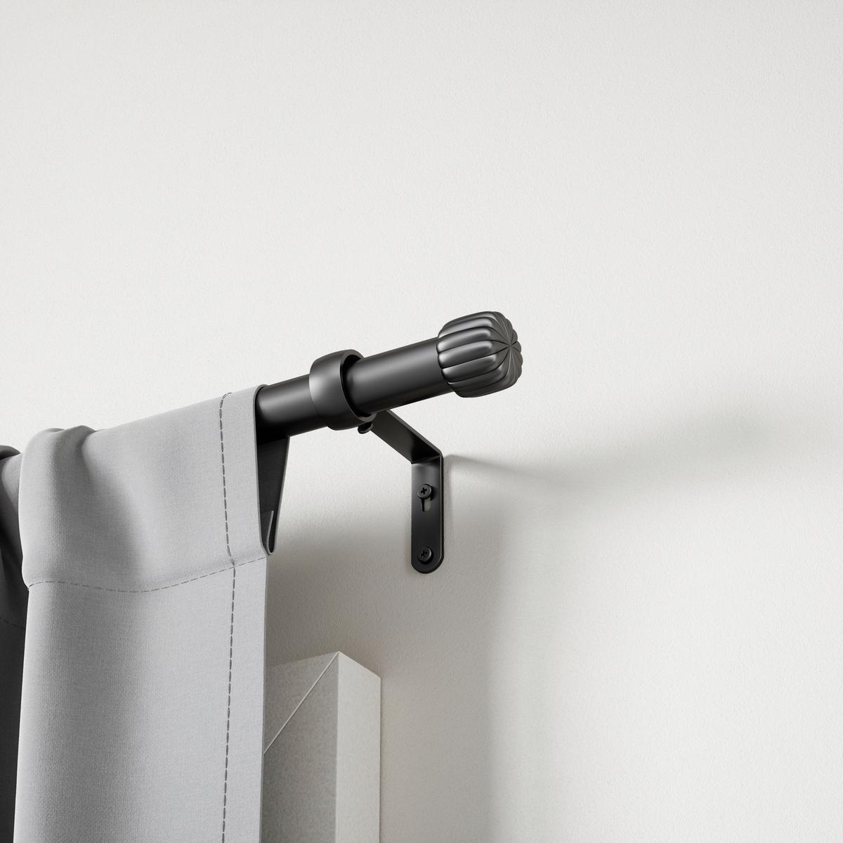 Vorhangstangenset Cleo Rod Schwarz L: 91-168 cm - Schwarz, KONVENTIONELL, Kunststoff/Metall (91-168cm) - Umbra