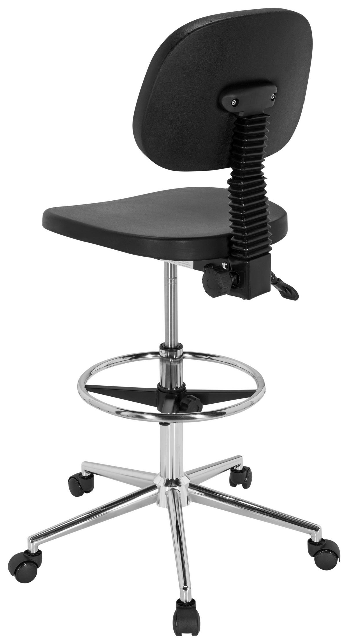 Bürohocker Top Work 24 I Schwarz Bis 100 Kg - Silberfarben/Schwarz, Basics, Kunststoff/Metall (44/91/50cm) - MID.YOU