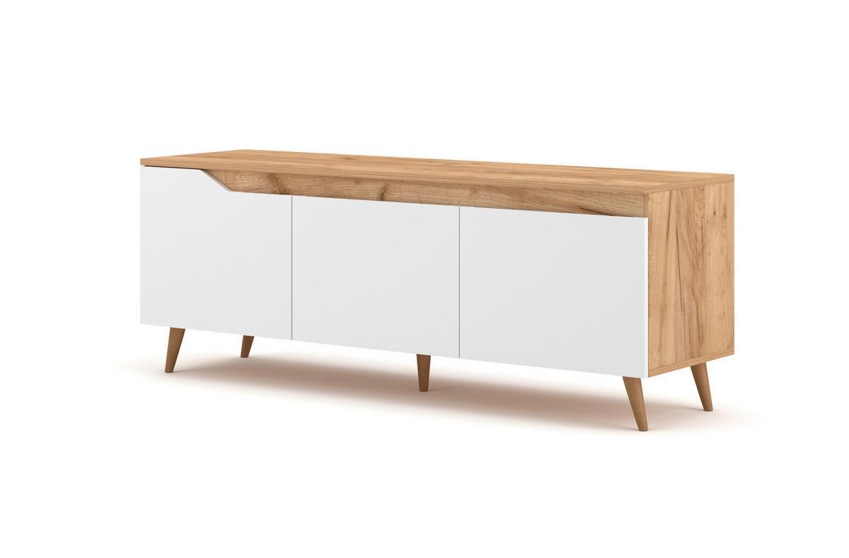 Tv-lowboard Tue B: 140 Cm Eichefarben, Weiß - Eichefarben/Kernbuche, Design, Holzwerkstoff (140/52/40cm) - Livetastic