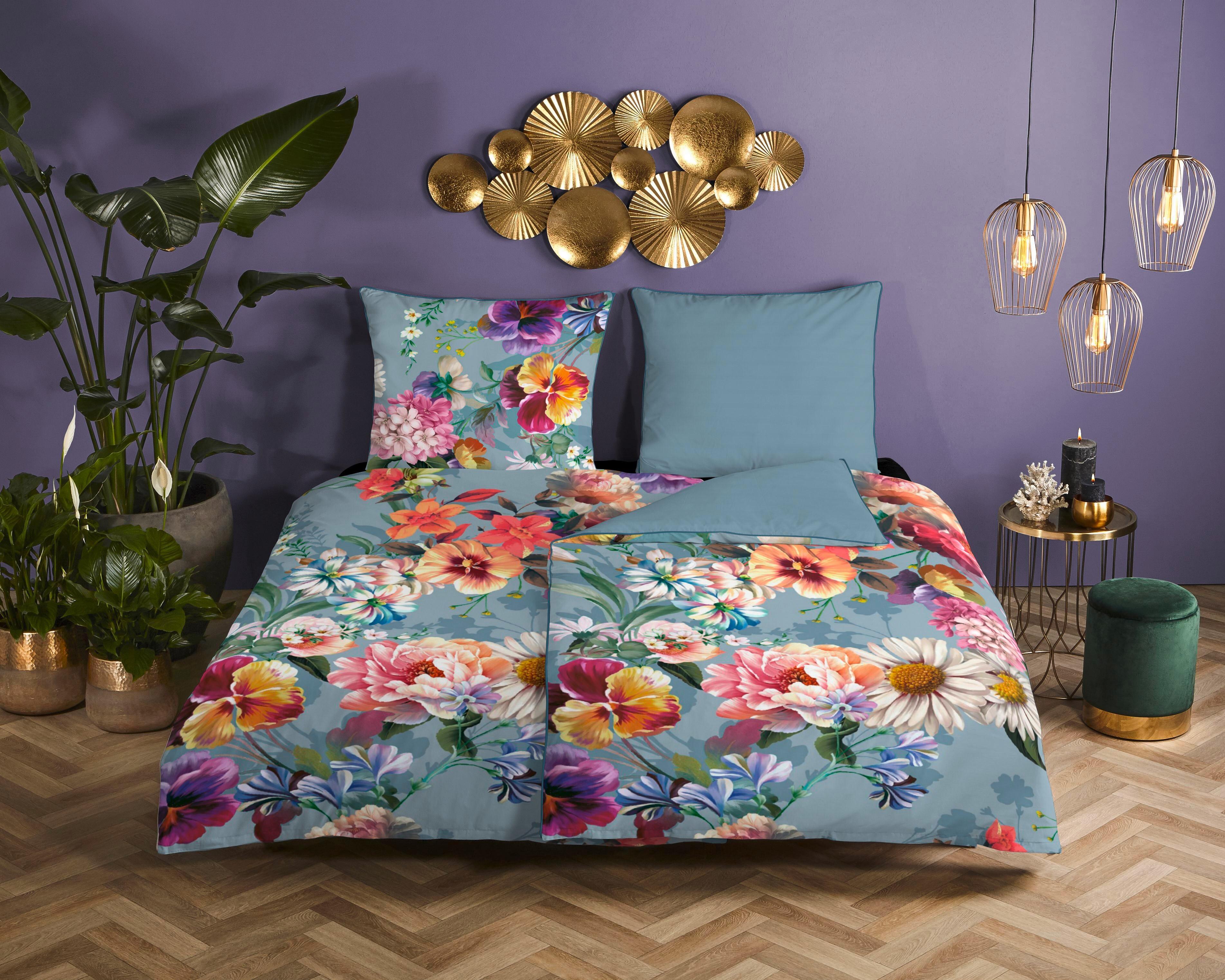 Wendebettwäsche Novara Hellblau 135x200 cm - Hellblau, Natur, Textil (135/200cm)
