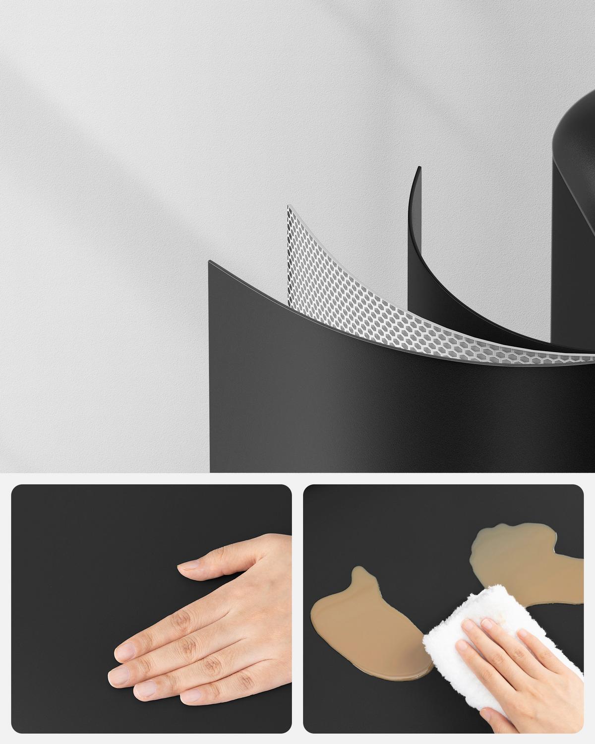 Abfallsammler Schwarz B: 34,5cm - Schwarz, Basics, Kunststoff/Metall (34,5/61,5/32,5cm)