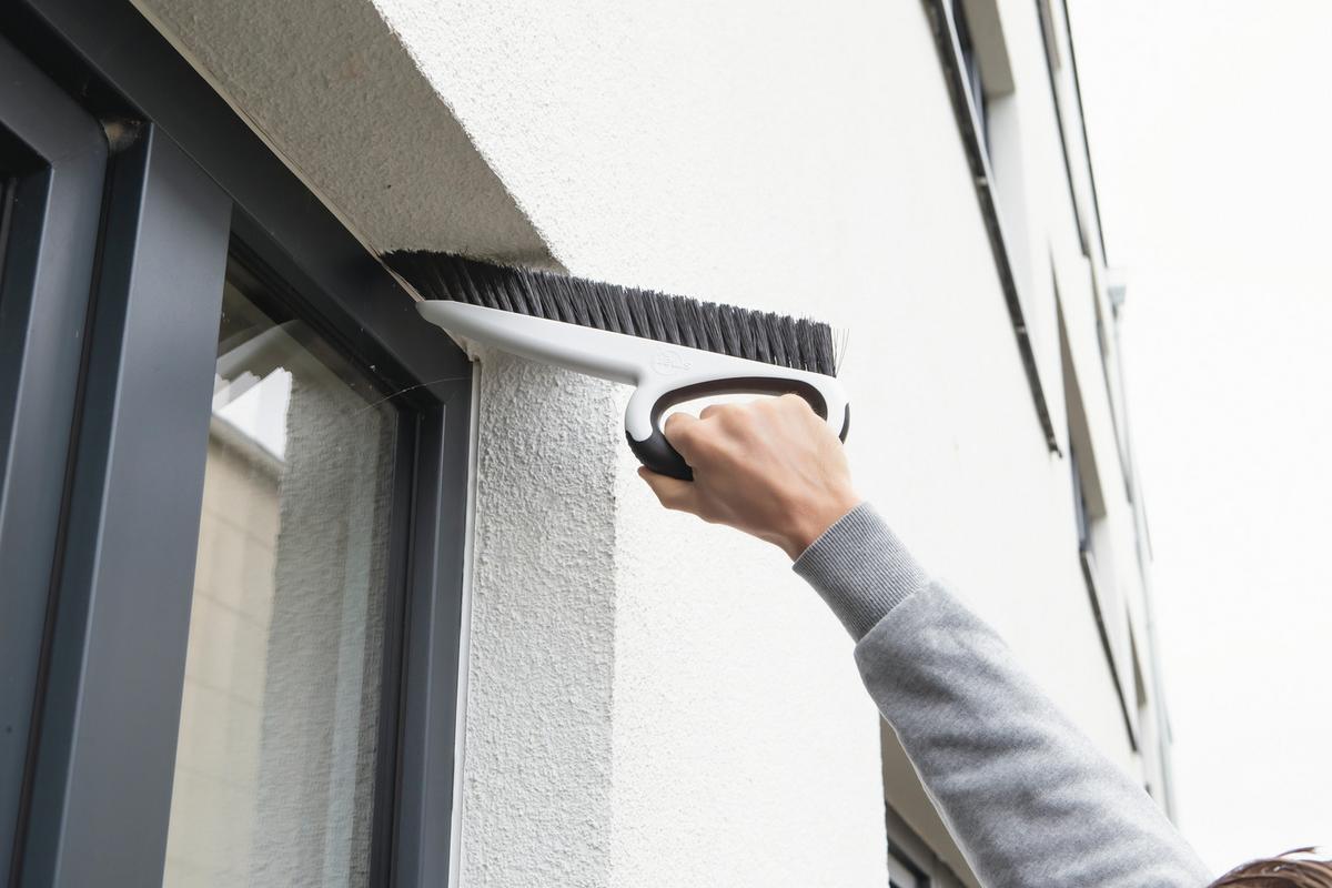 Reinigungsbürste L: 31 cm Gummi Ergonomisch - Schwarz/Weiß, Basics, Kunststoff (31/12/2,5cm)