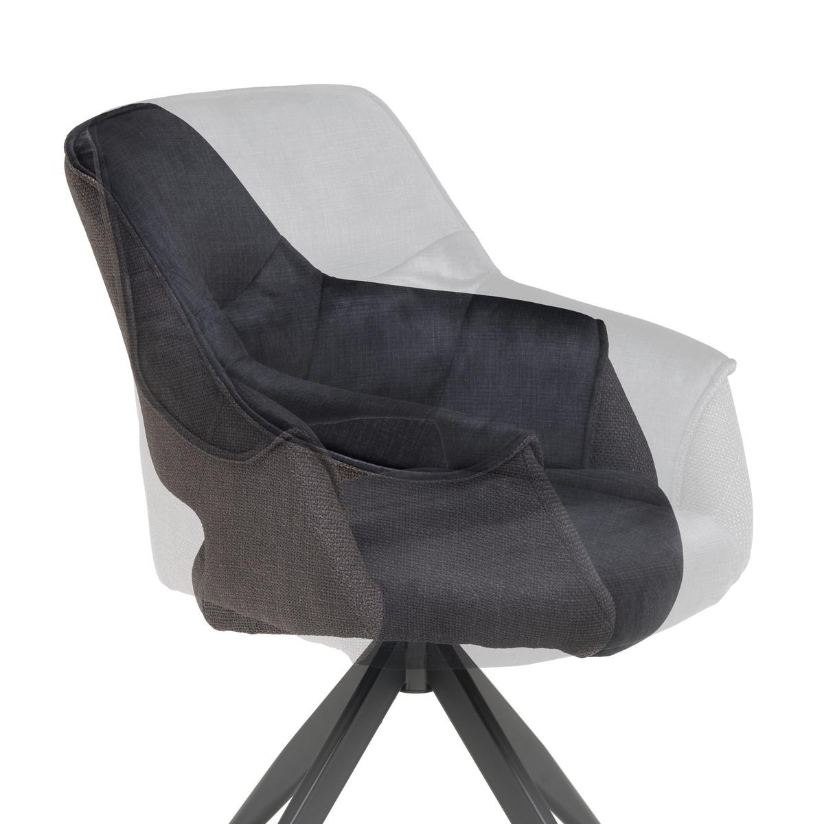 Armlehnstuhl Kiran Samt Dunkelgrau, B: 62 Cm - Dunkelgrau/Schwarz, KONVENTIONELL, Textil/Metall (62/86/64cm) - MID.YOU