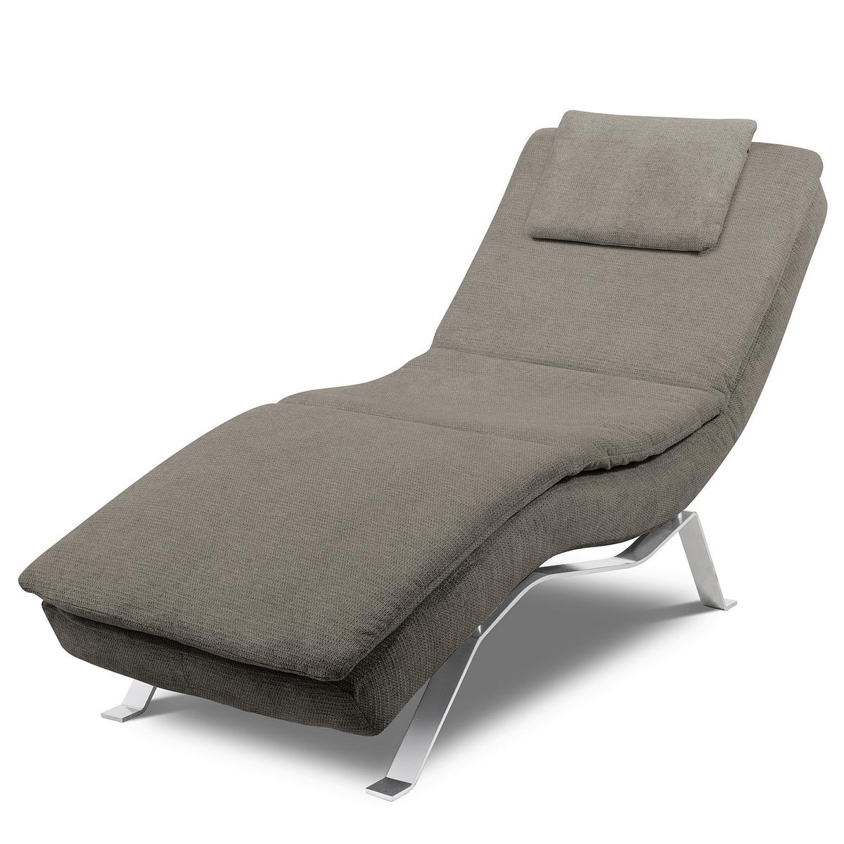 RELAXLIEGE Creme/Dunkelgrau B: 65 cm - Dunkelgrau/Silberfarben, Design, Textil (65/95/171cm) - Celina Home