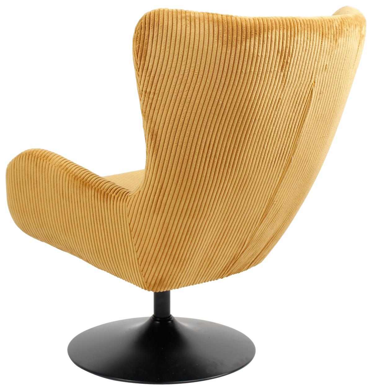 Kreslo Shiba otočné žltý menčester - čierna/žltá, Modern, kov/textil (76/99/87cm) - Mömax