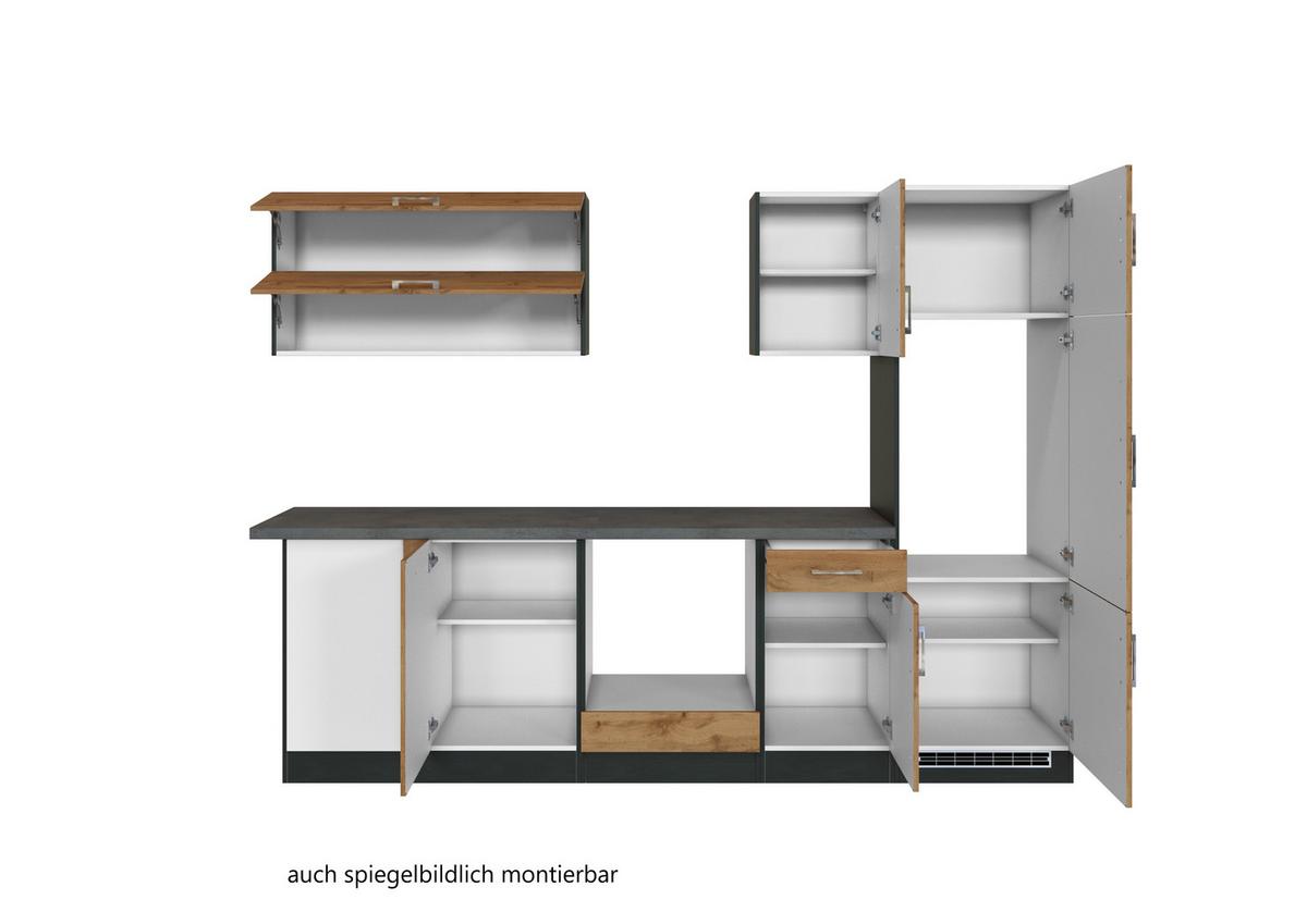 Eckküche Winkelblock Ohne Geräte 270x150 Cm Eichefarben - Eichefarben/Anthrazit, MODERN, Holzwerkstoff (210/270cm) - Held