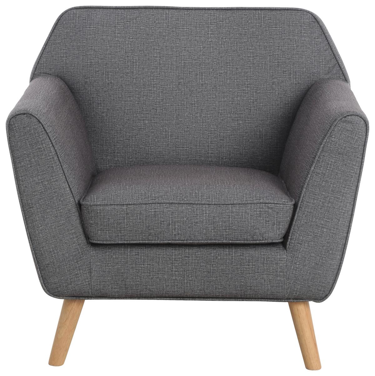 Sessel Lara - Dunkelgrau/Naturfarben, KONVENTIONELL, Holz/Textil (88,5/83/79cm) - P & B