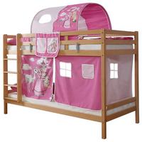 Etagenbett Rene Buche Massiv Mit Leiter + Spielzubehör - Pink/Weiß, MODERN, Holz/Textil (90/200cm) - MID.YOU
