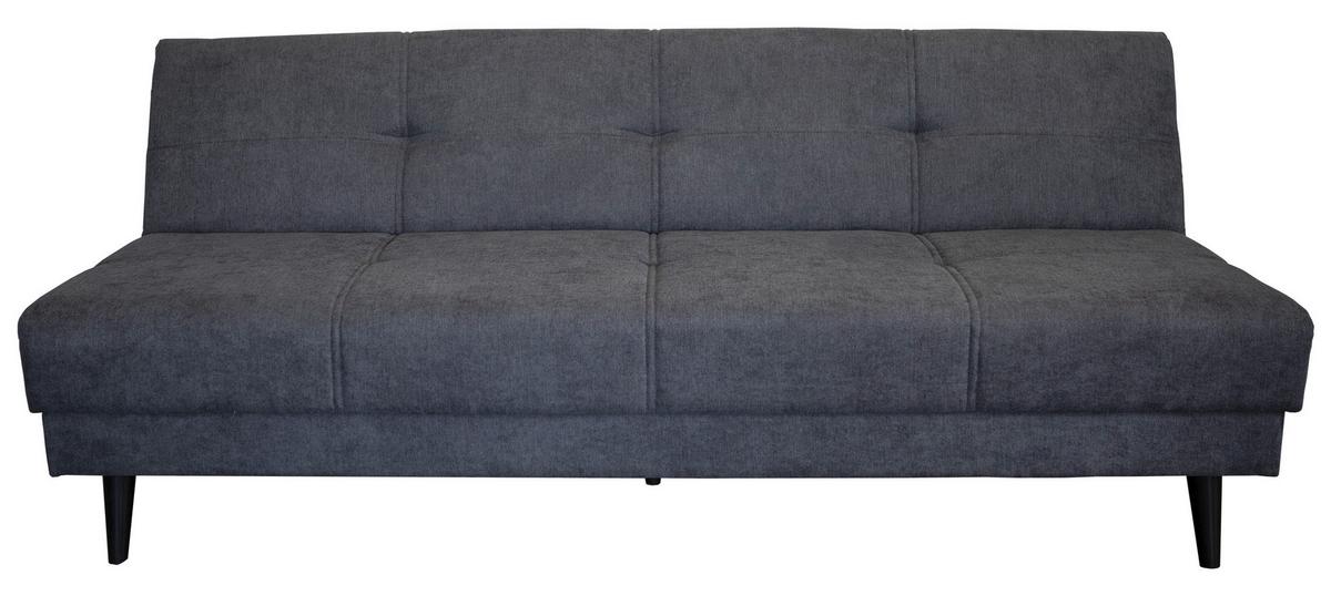 3-Sitzer-Sofa + Schlaffunktion Muffin Anthrazit, Beine Massiv - Anthrazit/Schwarz, MODERN, Textil (192/80/100cm)