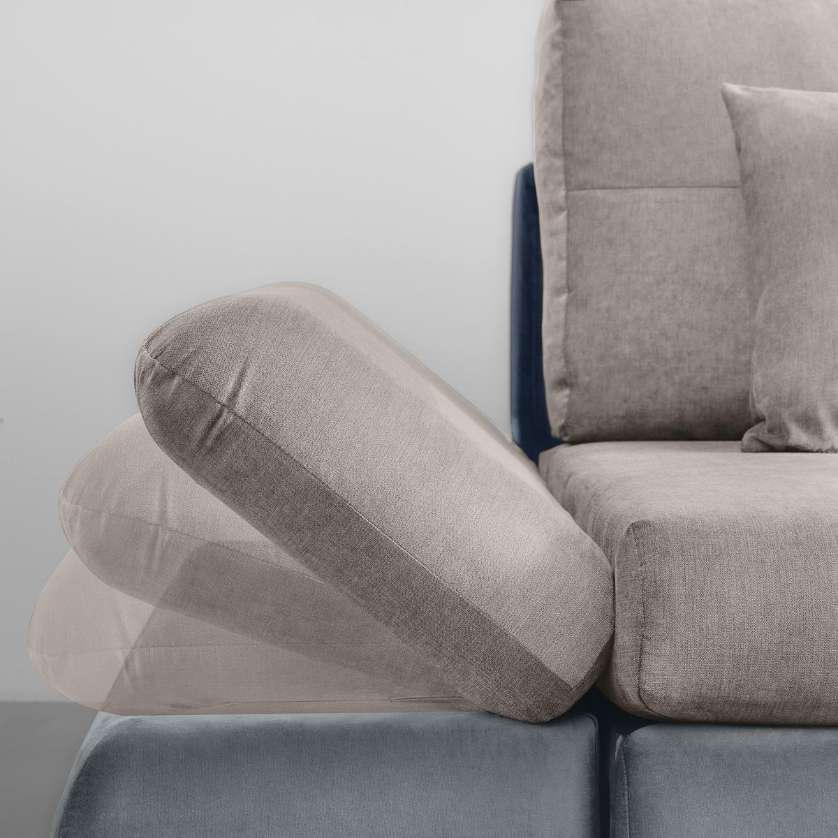 Rohová sedačka ENRICO, obojstranná, strieborná - čierna/chrómová, Konventionell, kov/textil (303/88/185cm) - Based