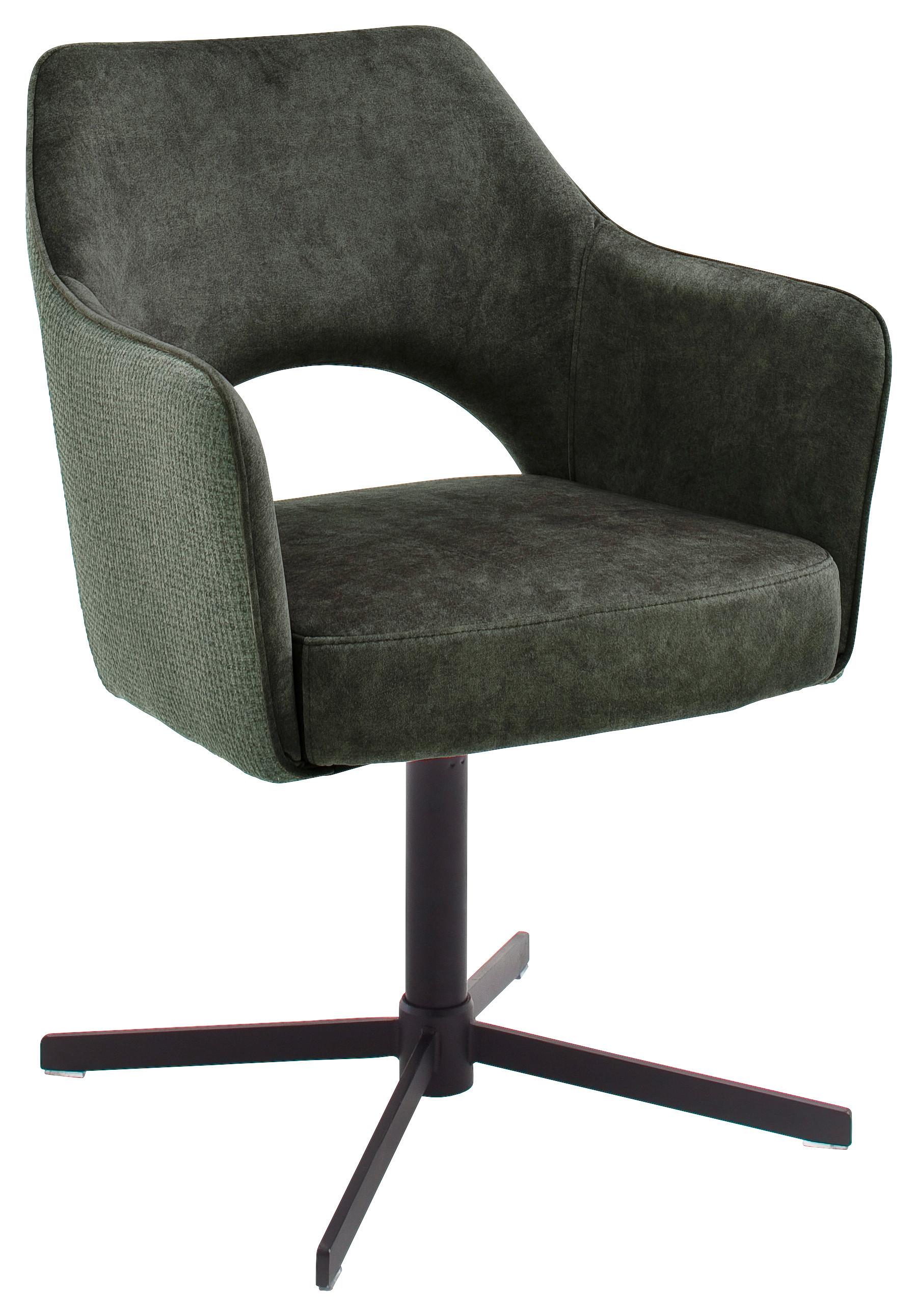 Židle S Područkami Valletta - černá/olivově zelená, Konvenční, kov/textil (61/85/60cm) - Based