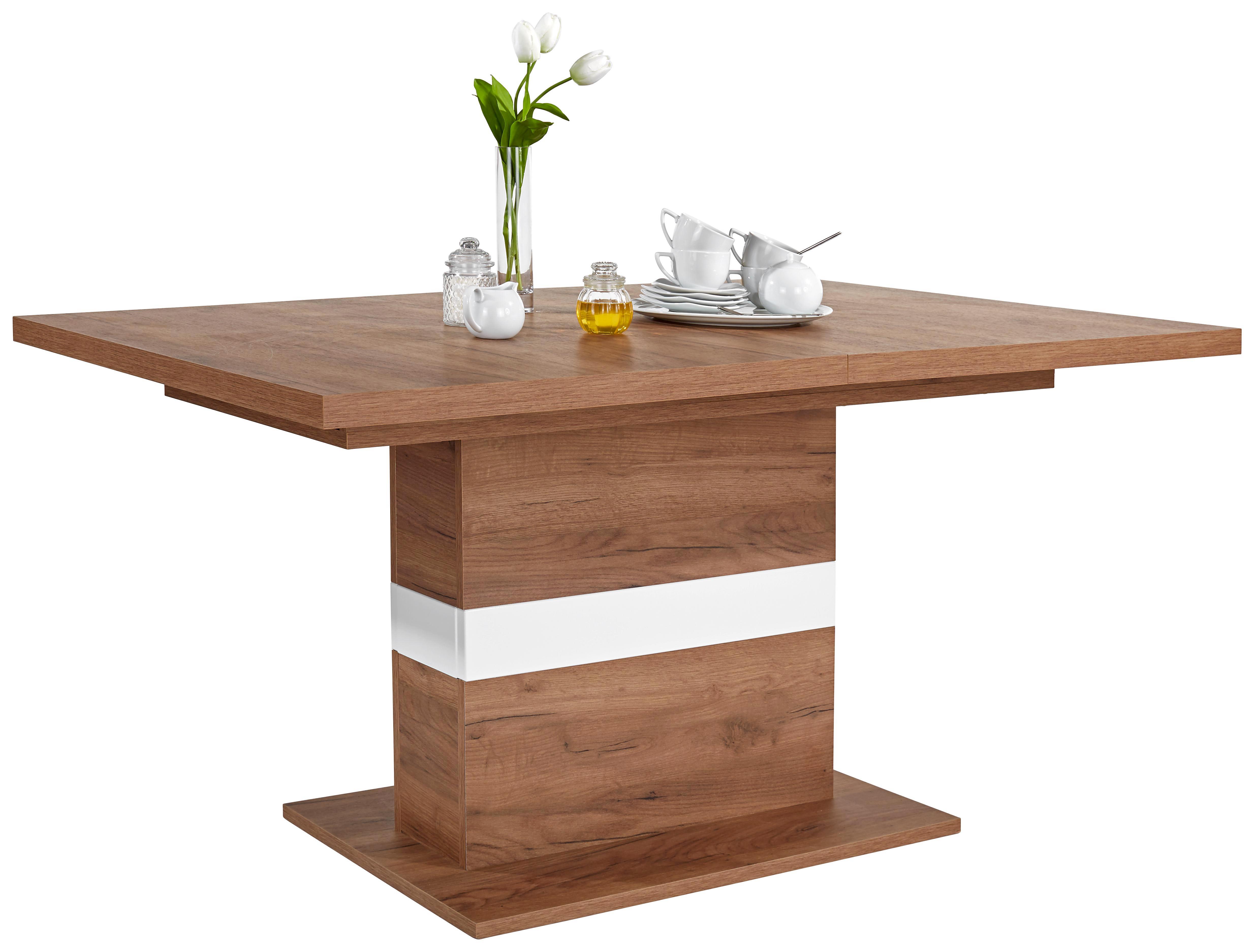 Kihúzható Asztal Avensis 160 Az - Tölgyfa/Fehér, modern, Faalapú anyag (160/76/90cm) - Luca Bessoni