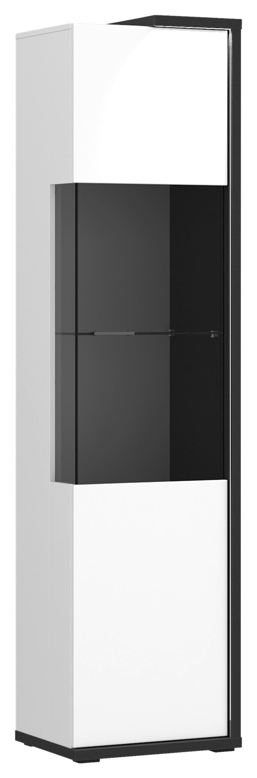 Vitrine Ambiente B: 48,5 cm mit Led Alpinweiss/Anthrazit - Weiß Hochglanz/Anthrazit, MODERN, Glas/Holzwerkstoff (48,5/199,1/43,6cm)