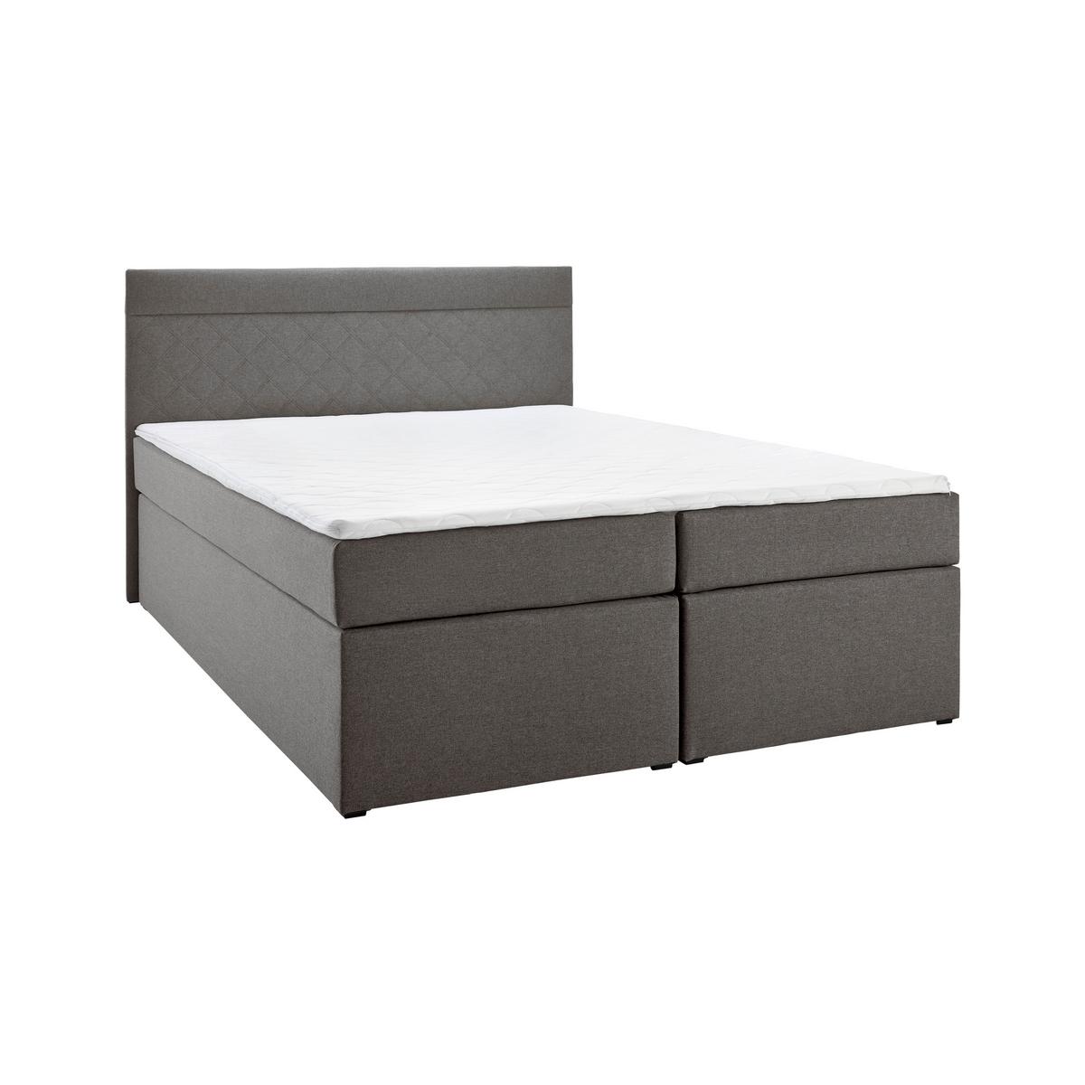 Boxspring posteľ s topperom Rosa 140x200 cm, tmavosivá - čierna/sivá, Modern, drevo/kompozitné drevo (140/200cm) - Bessagi Home