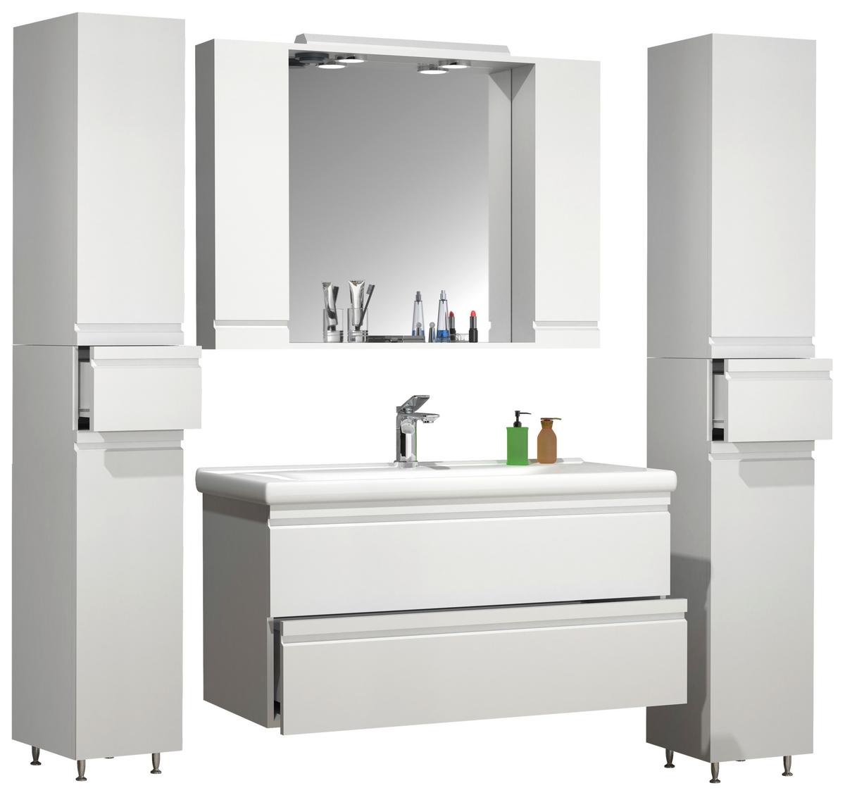 Badezimmer Silora Xl - Weiß, MODERN, Glas/Keramik (160cm) - MID.YOU