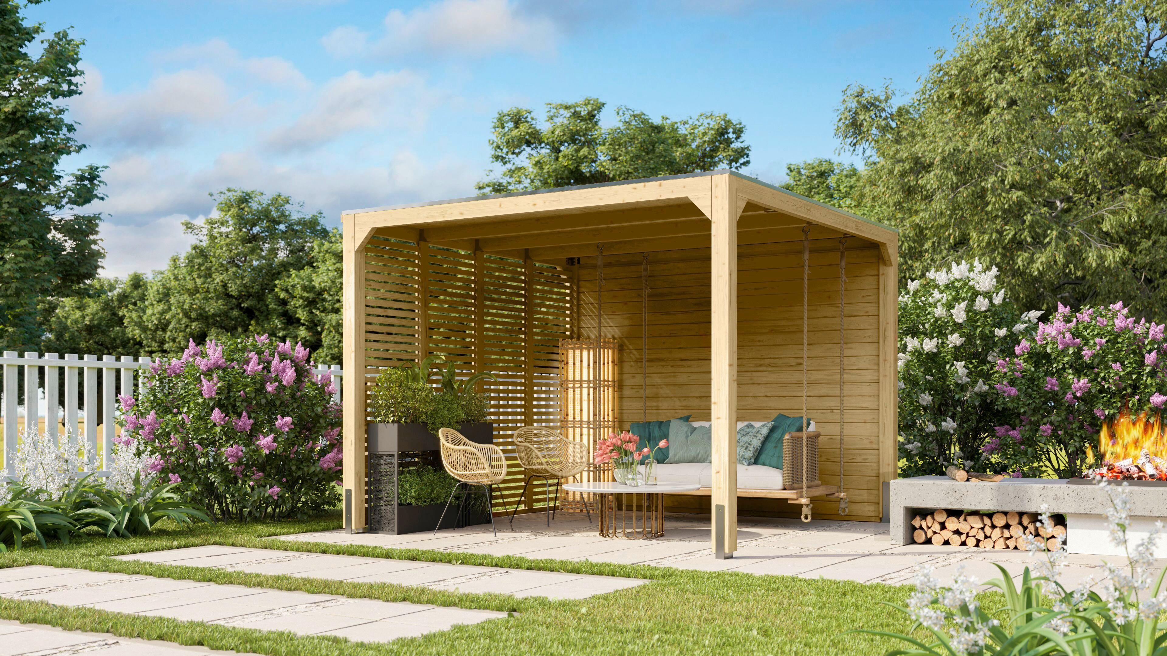 Terrassenüberdachung Creta 40157 CRETA - Fichtefarben, Basics, Holz (320/239/160cm) - Karibu