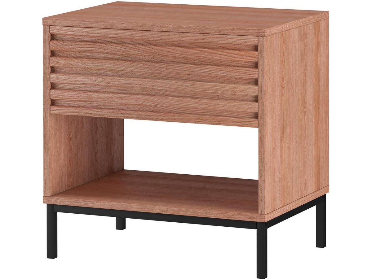 Nachttisch Celine Naturfarben B: 50 cm - Schwarz/Naturfarben, Design, Holzwerkstoff/Metall (50/50/35cm) - MID.YOU