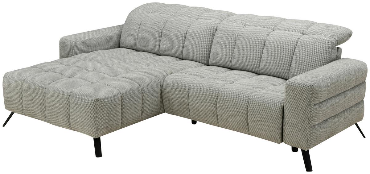 Ecksofa Milano Microfaser Hellgrau, B: 178 Cm - Hellgrau/Schwarz, MODERN, Holz/Textil (178/256cm) - Luca Bessoni