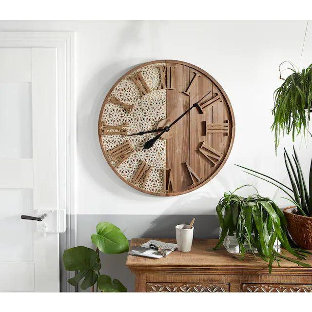 Nástěnné Hodiny Abbey, Drevo, P: 70 Cm - šedá/přírodní barvy, Design, kompozitní dřevo (70cm)