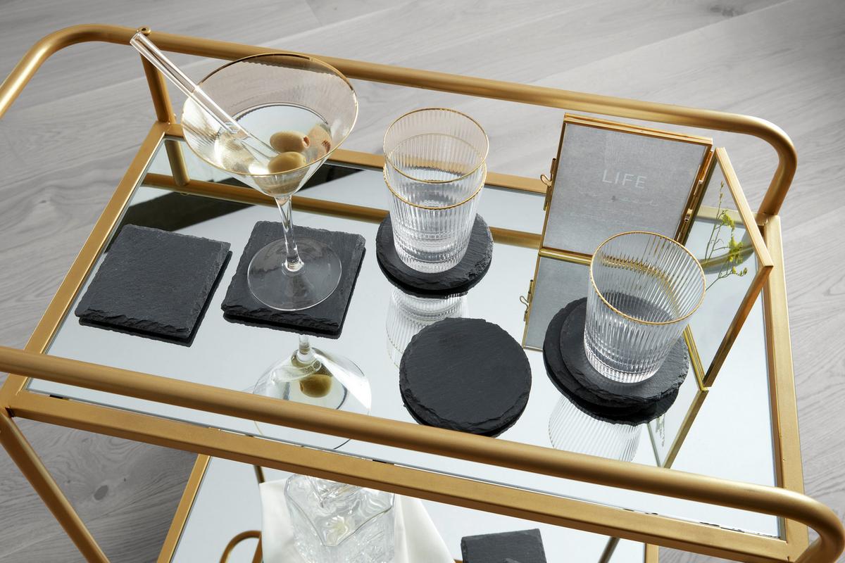 SADA PODLOŽEK STONEY - černá, Moderní, plast/kámen (10/0,5cm) - Zandiara