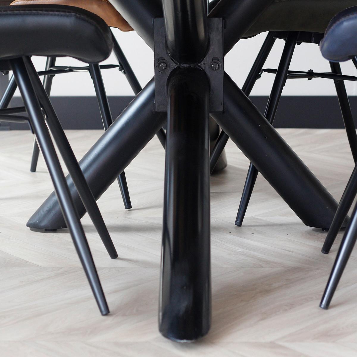 Esstisch Industrial Round - Schwarz/Braun, Natur, Holz/Metall (160/90/77cm) - MID.YOU