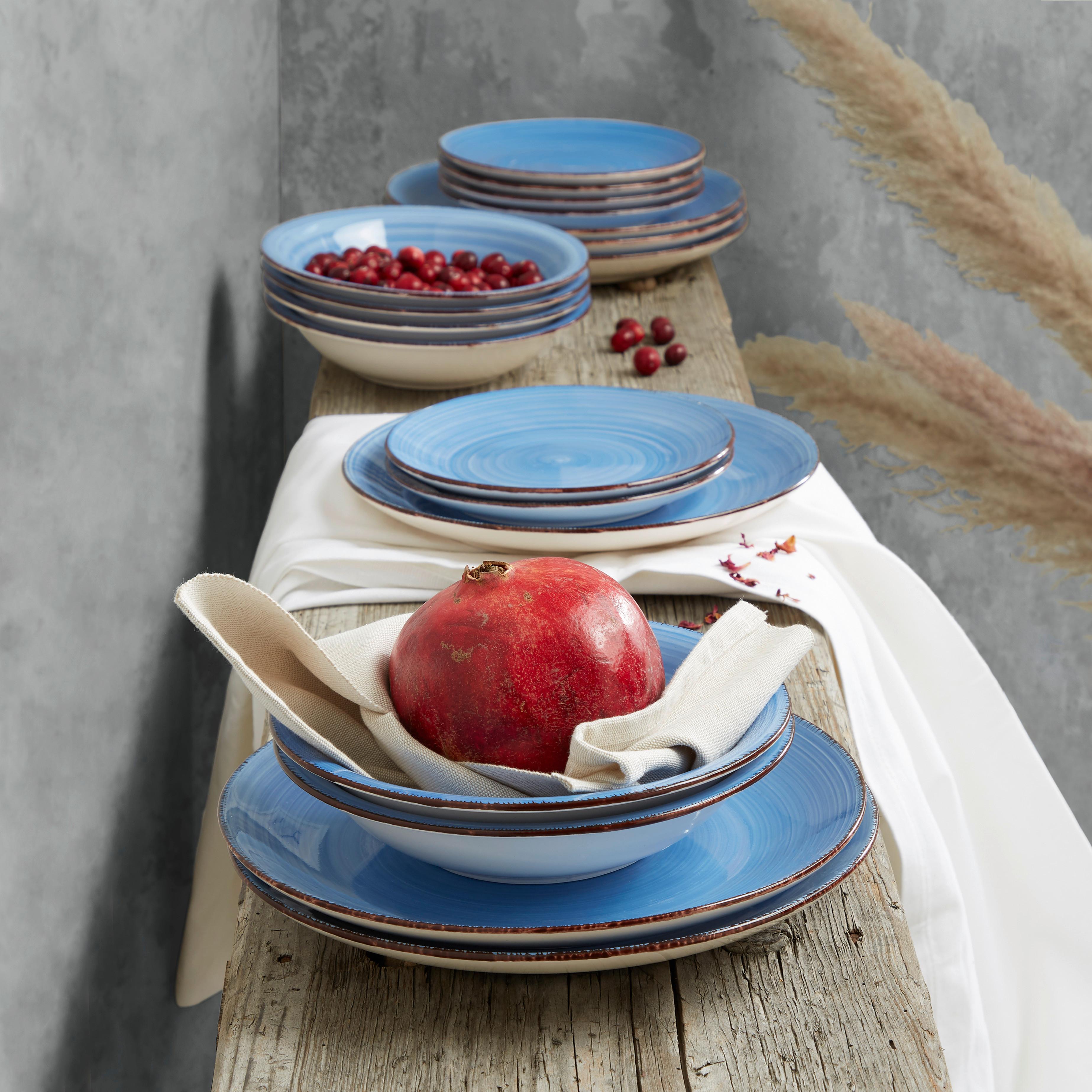 Tafelservice Lionel Steinzeug Für 6 Personen Geschirr Set - Blau, MODERN, Keramik - Luca Bessoni
