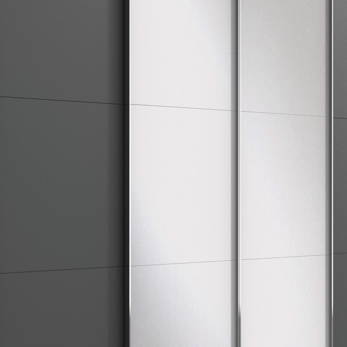 Schwebetürenschrank M. Spiegel 350cm Level 36a, Graphit/eiche - Eichefarben/Graphitfarben, Basics, Glas/Holzwerkstoff (350/216/65cm) - MID.YOU