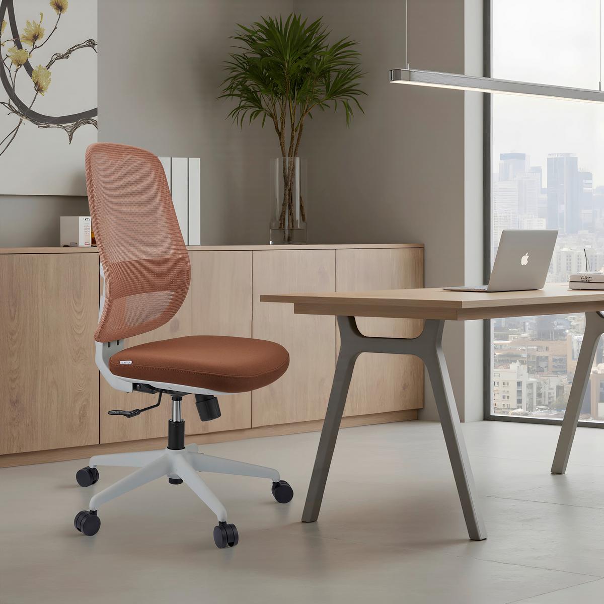 DREHSTUHL Minoro Braun/Weiß B: 55cm - Braun/Weiß, MODERN, Kunststoff/Textil (55/112/59cm) - MID.YOU