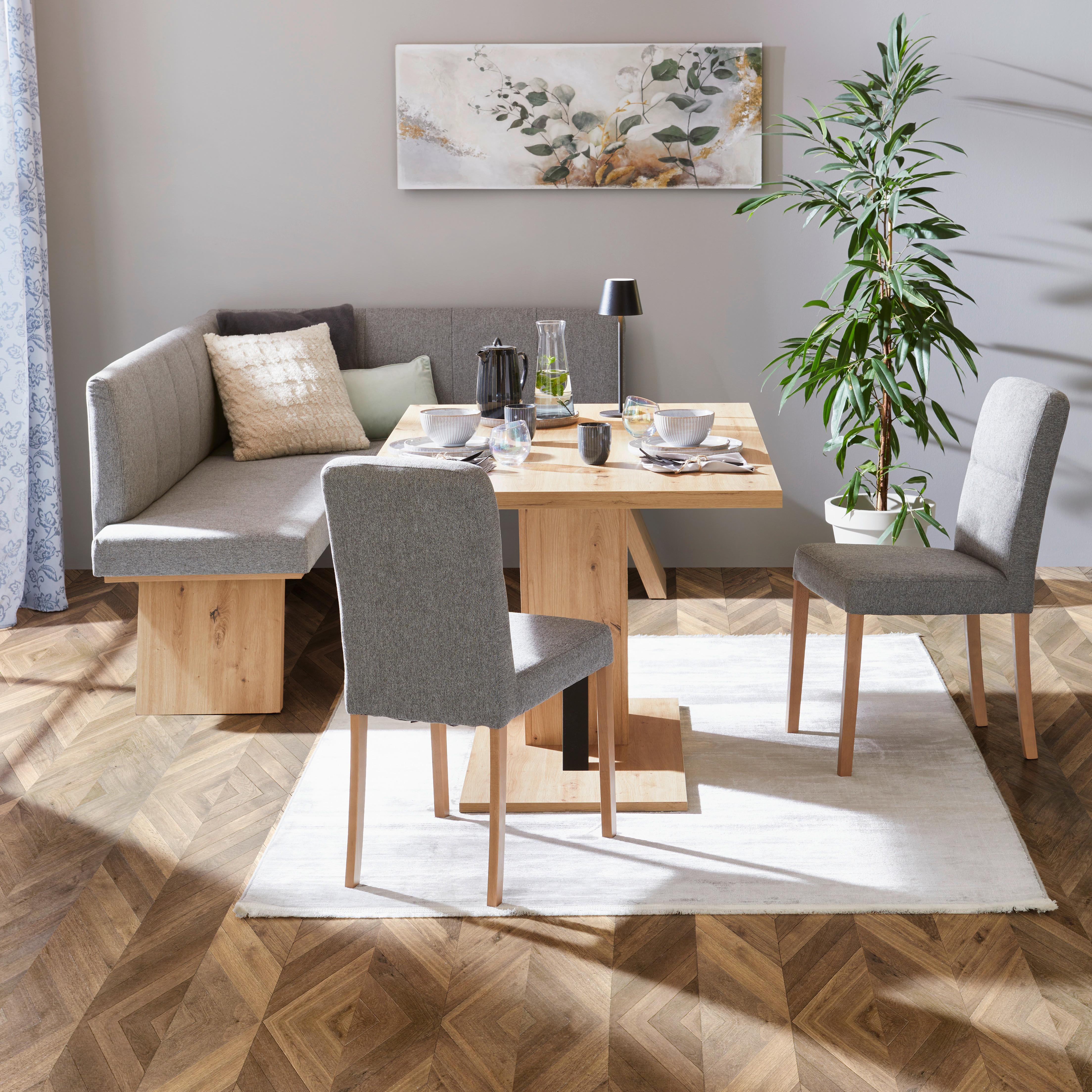 Eckbank Emma II - Eichefarben/Grau, KONVENTIONELL, Holzwerkstoff/Textil (185/150cm)