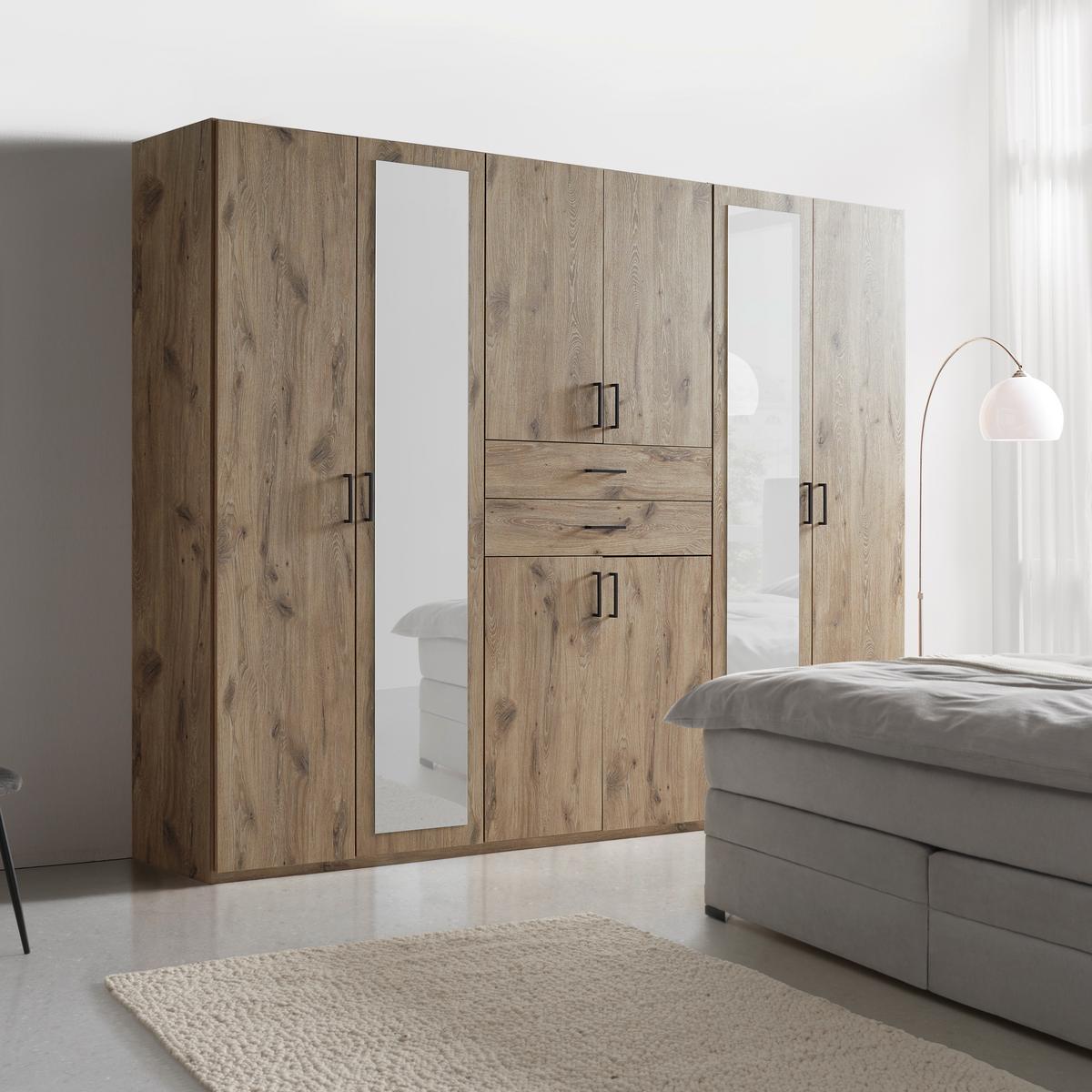 Šatní skříň DILLINGEN - barvy dubu/černá, Konvenční, kompozitní dřevo/plast (270/208/58cm) - Mömax