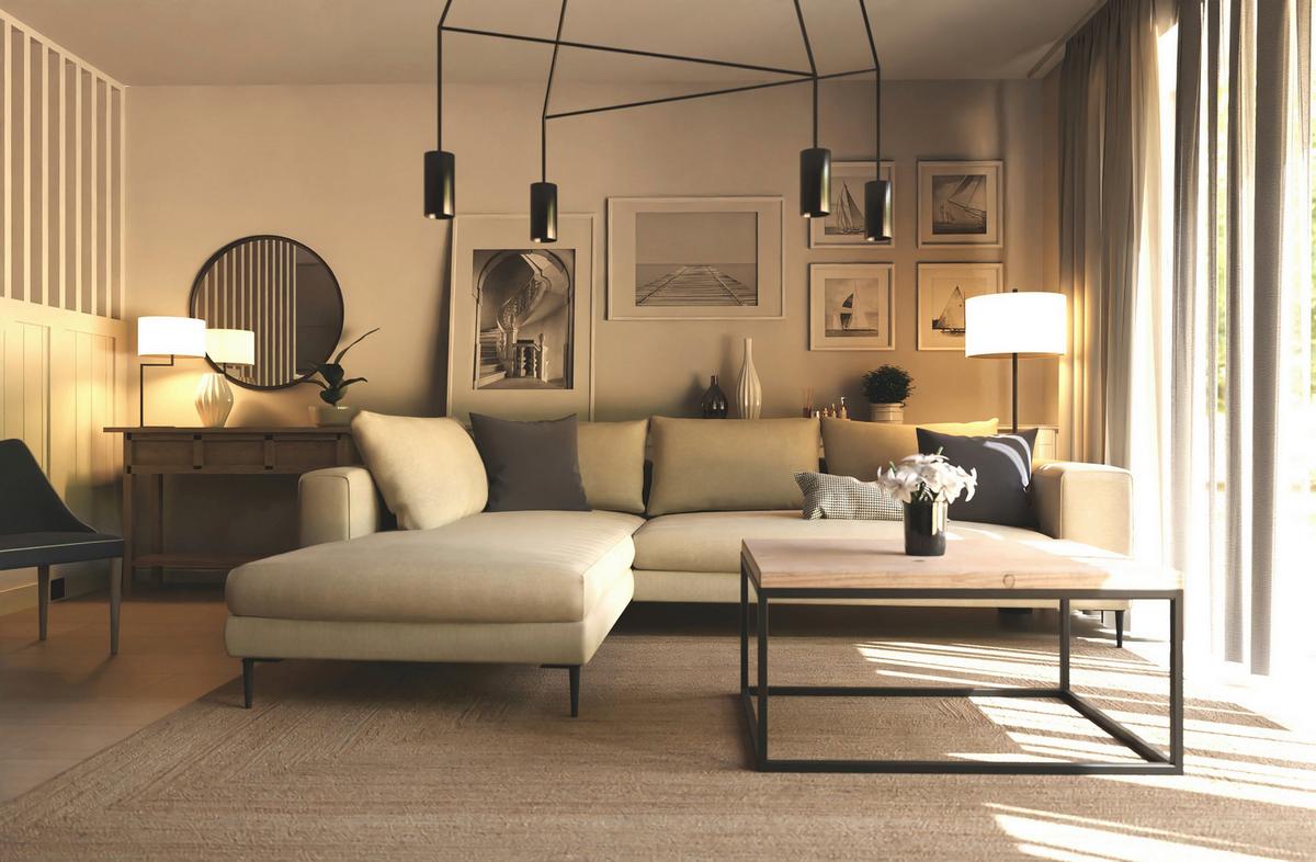 Ecksofa Aurora Ii - Beige/Schwarz, MODERN, Textil (210/295cm) - Trendmanufaktur