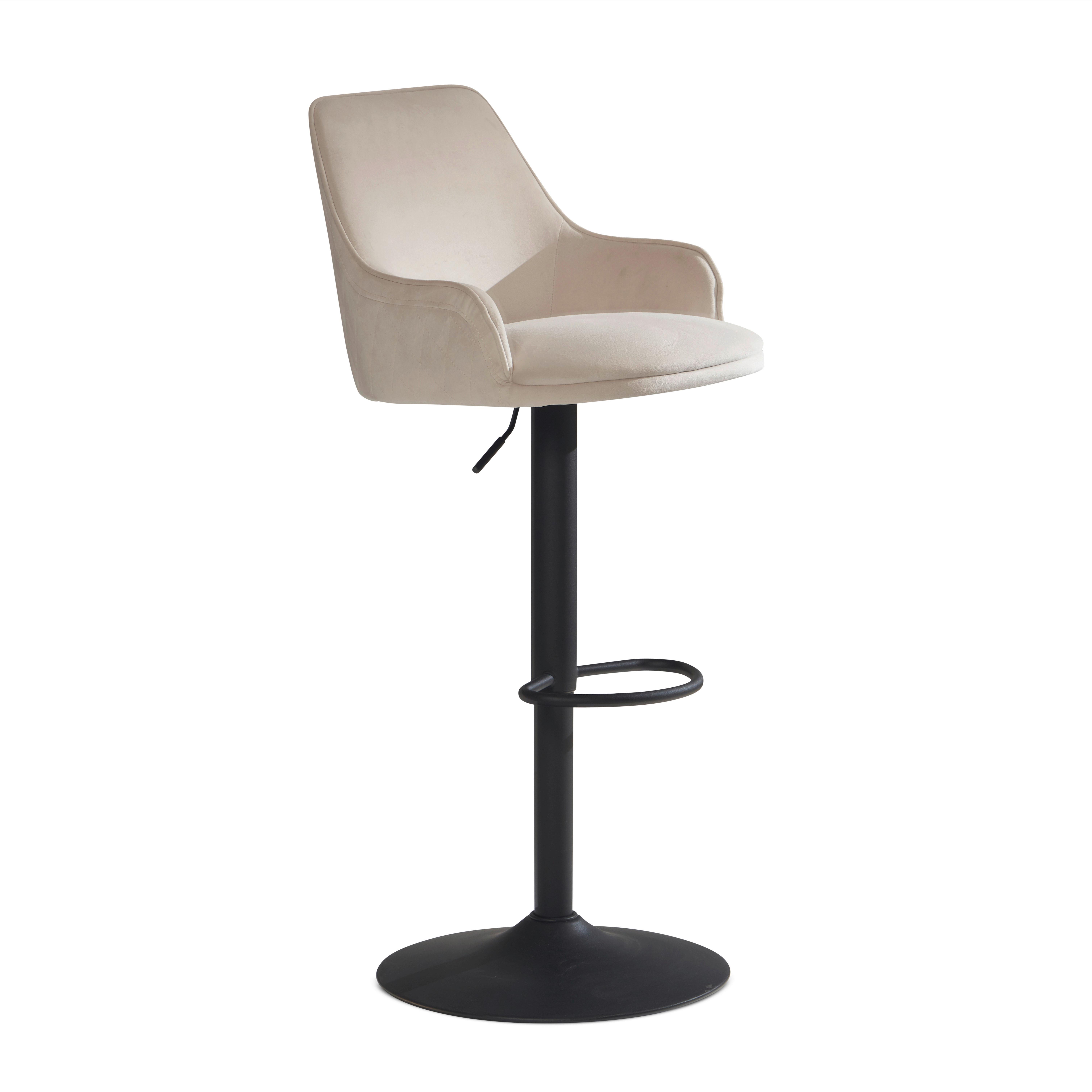 Barhocker Beige, B: 45 Cm - Beige/Schwarz, Design, Textil/Metall (45/106/45cm) - MID.YOU