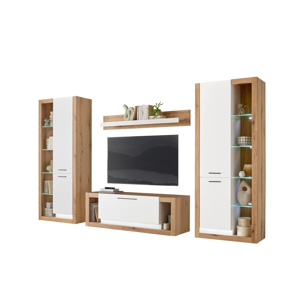 Wohnwand Brixen Weiß/Eichefarben B: 350cm