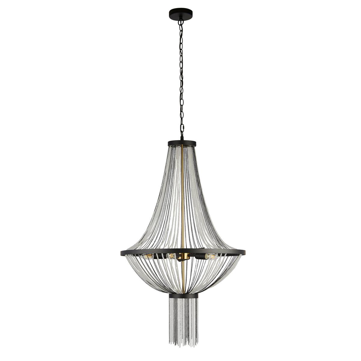 Kronleuchter 86353-5bk Baguette - Messingfarben/Schwarz, Design, Kunststoff/Metall (60/162cm)