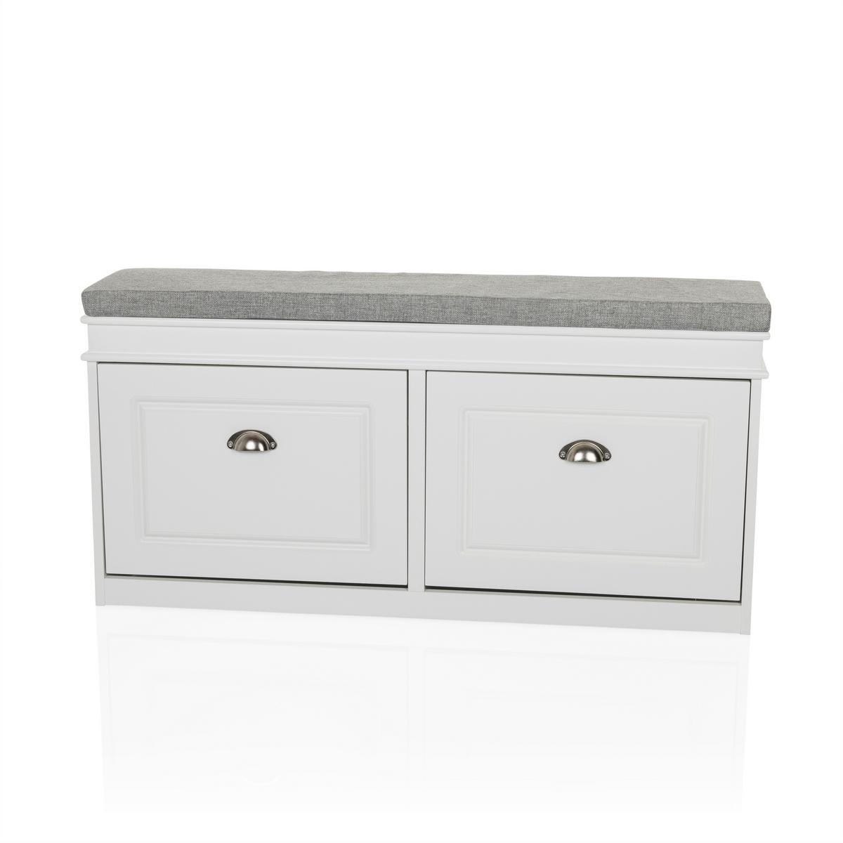 Schuhschrank Estha Grau, Weiß B: 104cm - Weiß/Grau, MODERN, Holzwerkstoff (104/52/24cm) - MID.YOU