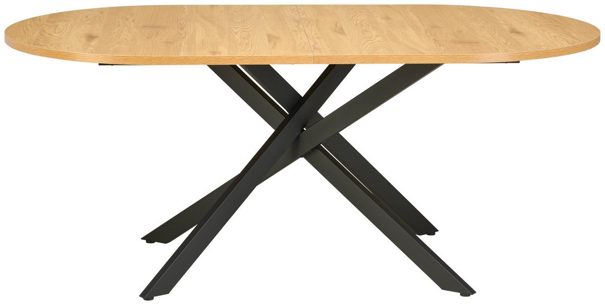 Étkezőasztal Paulo - tölgyfa színű/fekete, Konventionell, faalapú anyag/fém (180/75/100cm) - MID.YOU