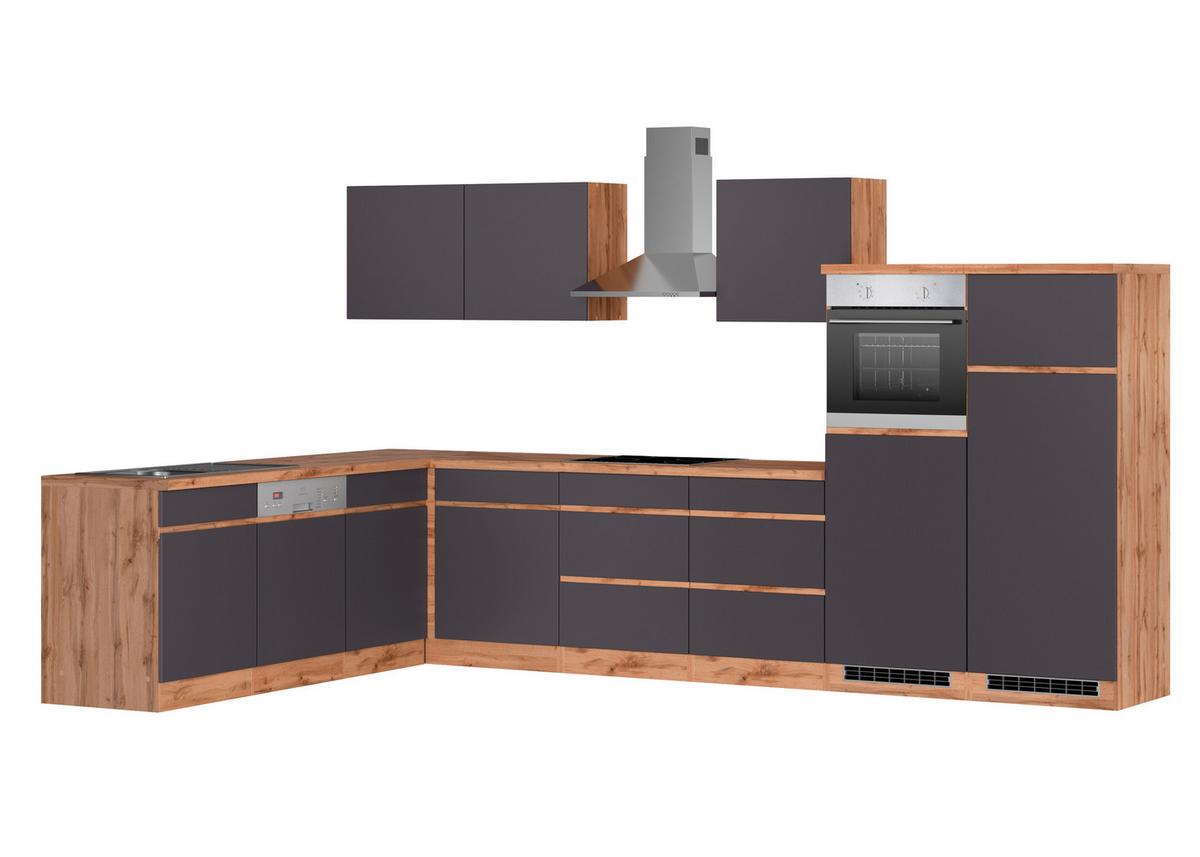 Eckküche Turin Mit Geräten 240x360 Cm Grau/eiche Dekor - Eiche Wotan/Grau, Design, Holzwerkstoff (240/360cm) - Held