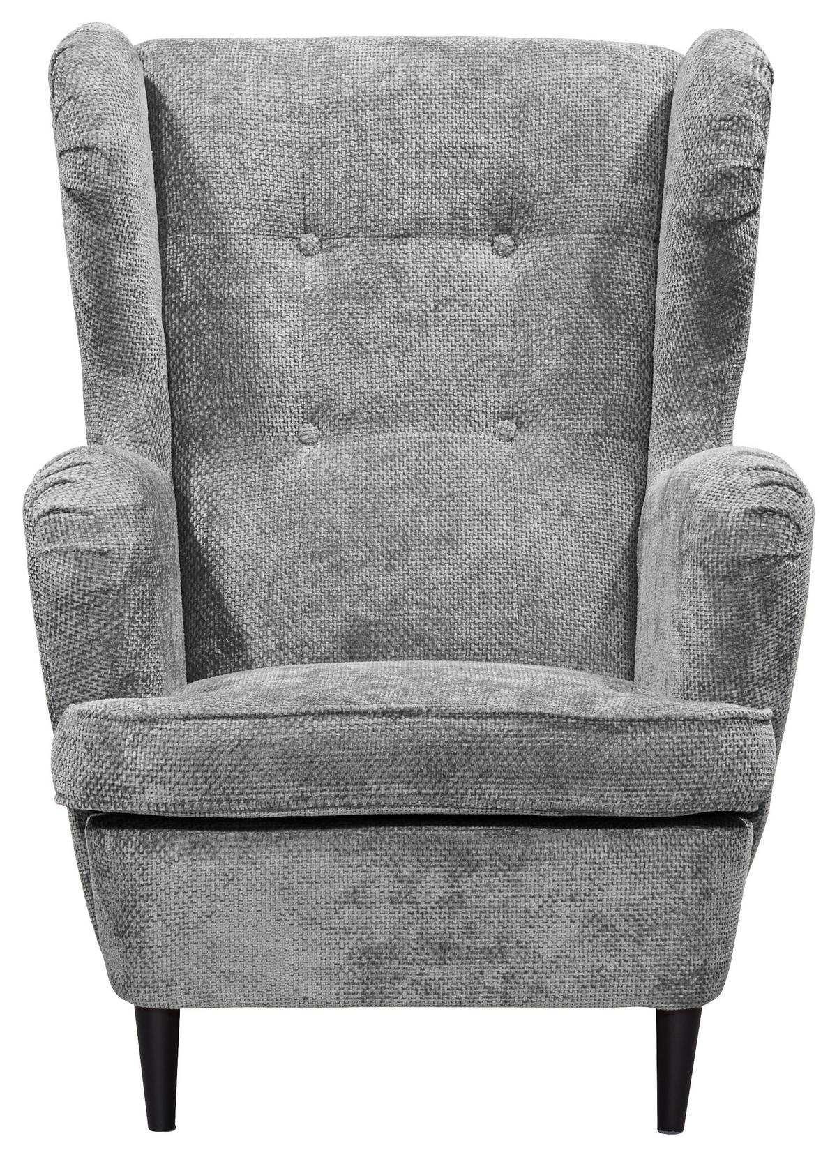 Ohrensessel Oskar Grau B: 78 cm - Schwarz/Grau, KONVENTIONELL, Textil (78/102/98cm) - MID.YOU