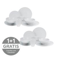 Kombiservice Sofia Keramik 2 Personen Geschirr Set Weiß - Weiß, Trend, Keramik - Creatable
