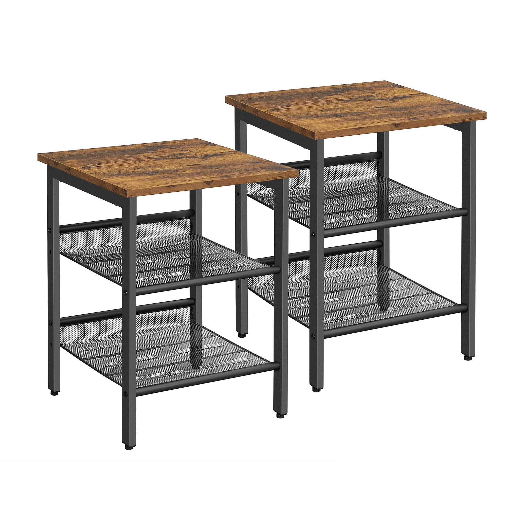 Beistelltisch 2-Tlg. Set, Mit Ablagefächer, Braun, Schwarz - Schwarz/Braun, Trend, Holzwerkstoff/Metall (40/40/50cm) - Boxxx