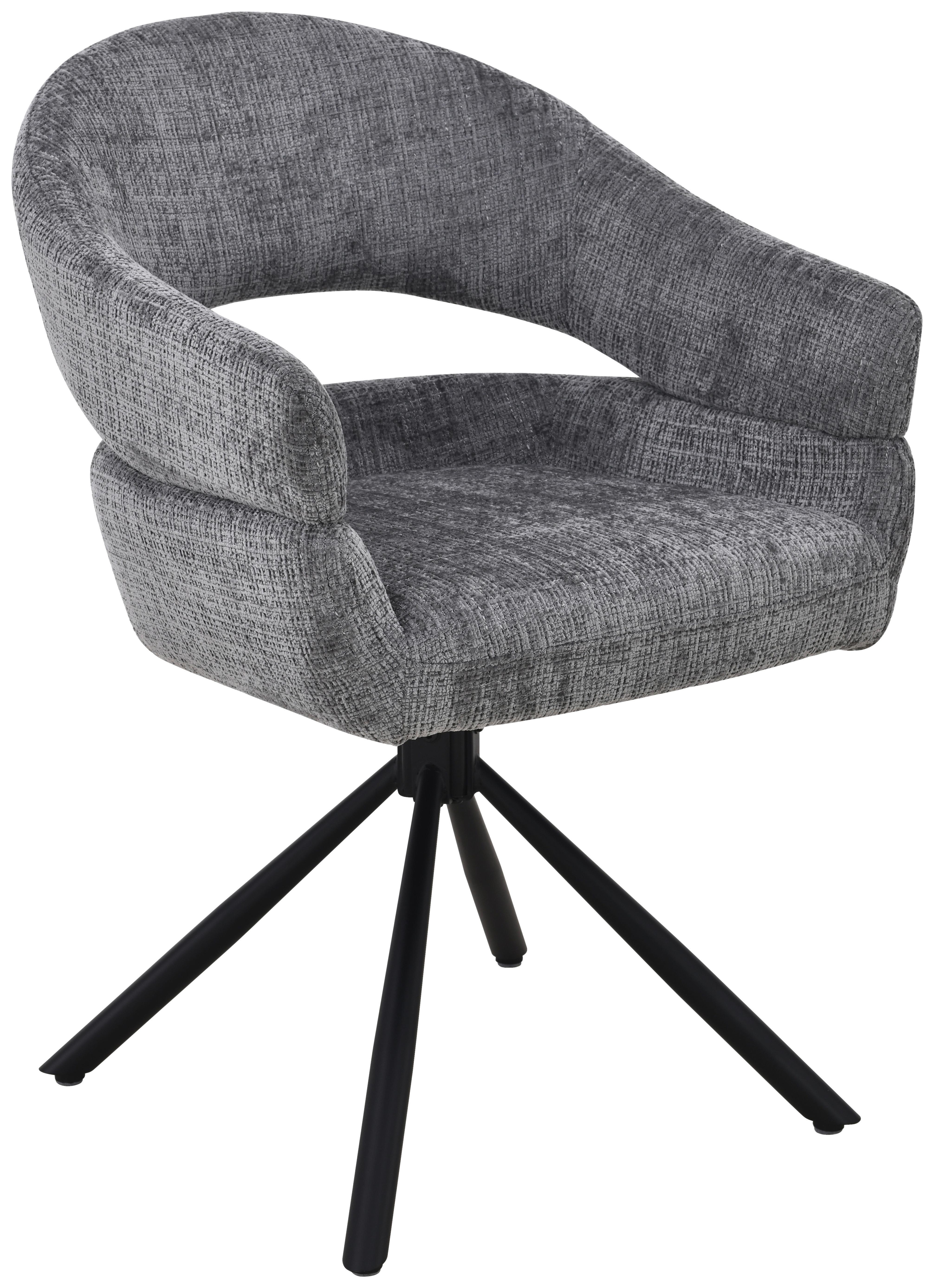 Armlehnstuhl Cleo Grau B: 58 cm - Schwarz/Grau, MODERN, Holz/Textil (58/85/62cm) - Livetastic
