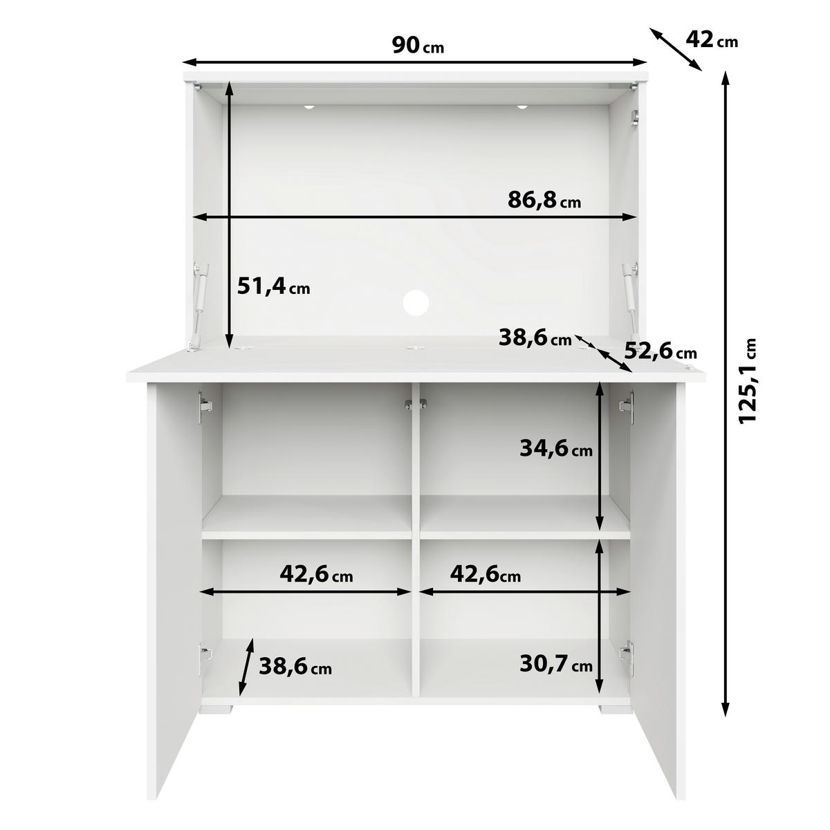 Sekretär Vera 90 Grau B: 90cm - Grau, Design, Holzwerkstoff (90/125,1/42cm) - P & B