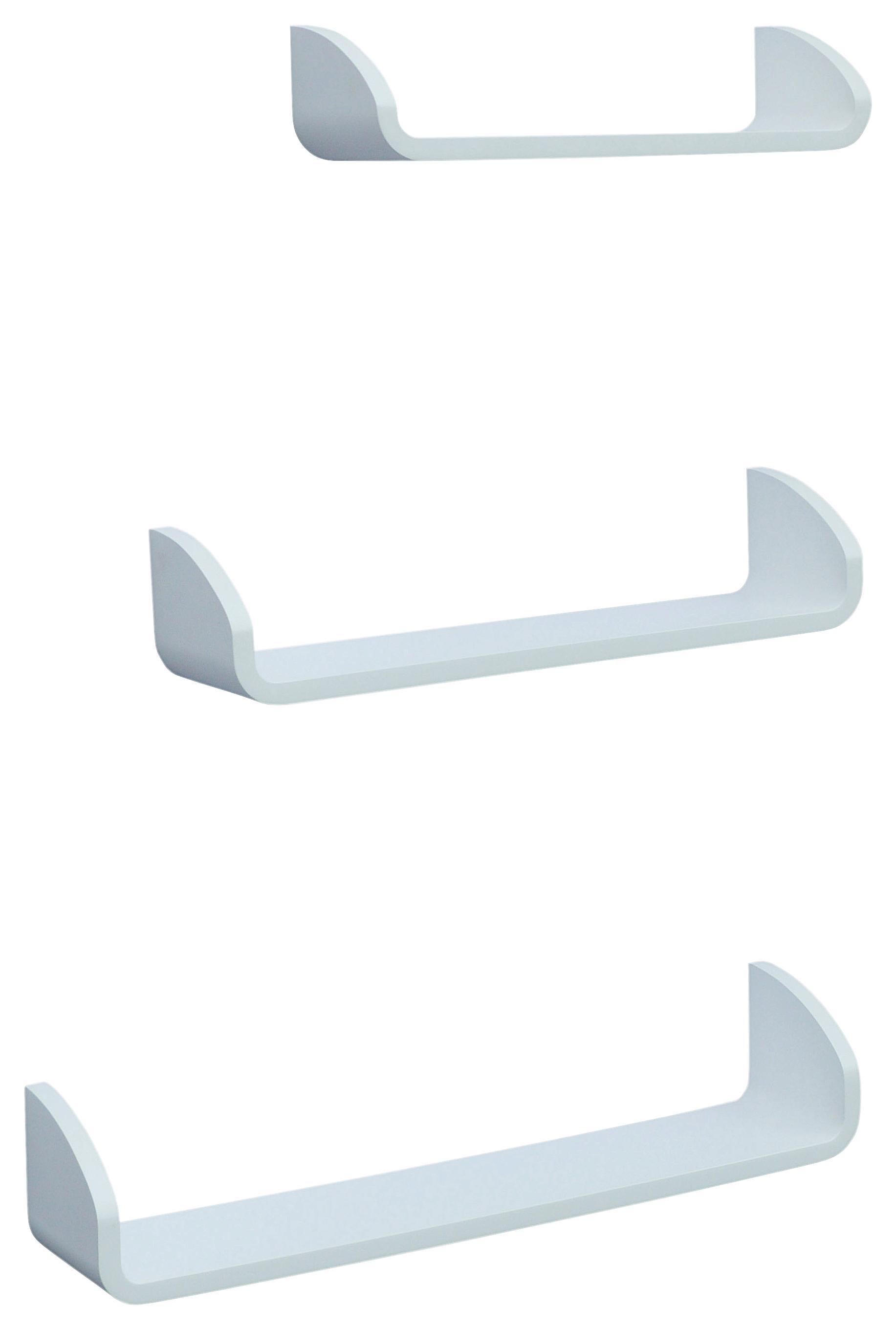 Wandregal Carlo - Weiß, MODERN, Holzwerkstoff (60/50/40/12/10,5/9/12cm)